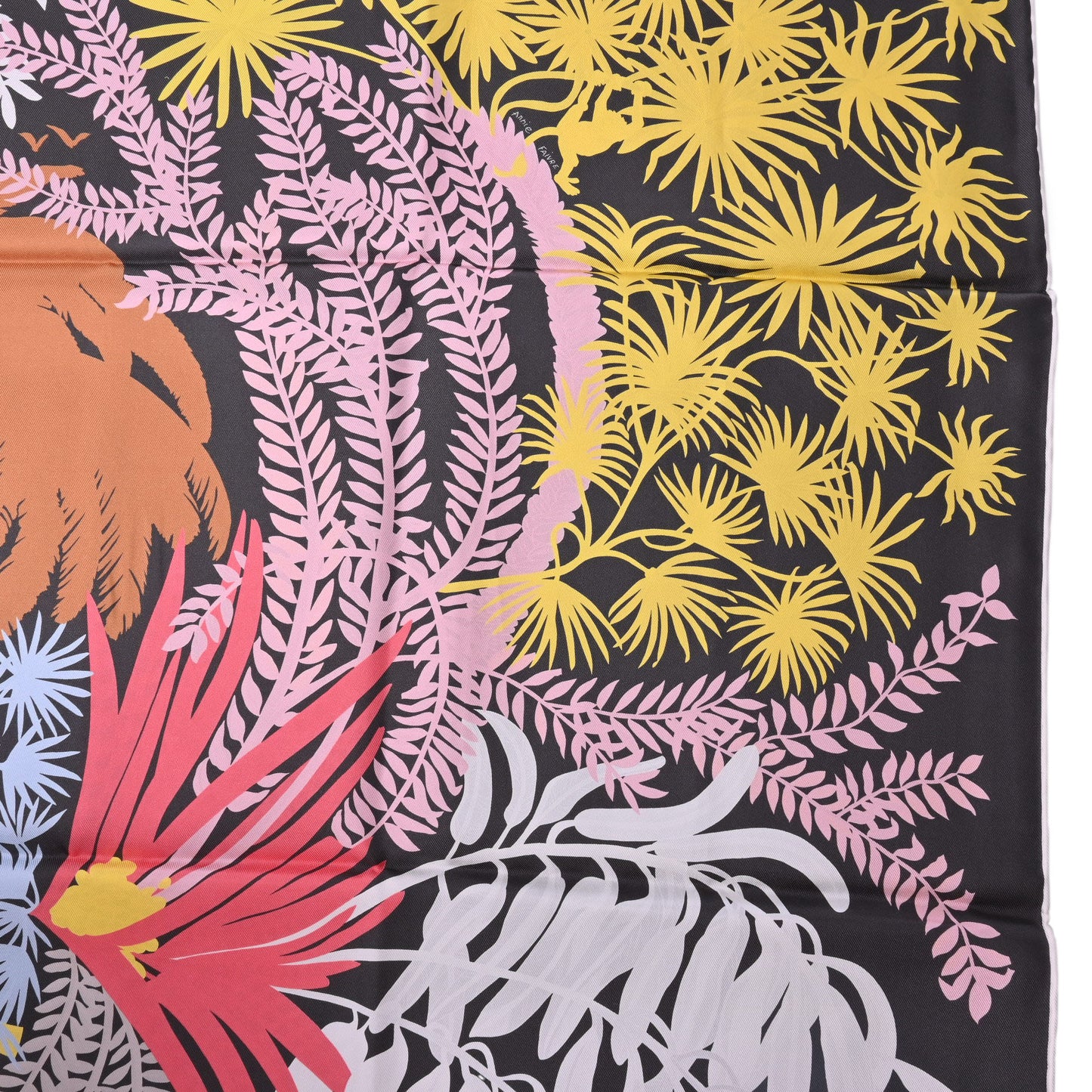 HERMES カレ90 ダブルフェイス 画家たちの庭 シルク ネイビー 黒