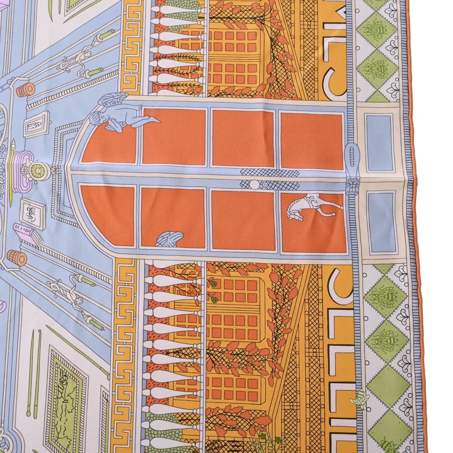 HERMES カレ90 オブジェ・ド・キュリオジテ シルク マルチカラー