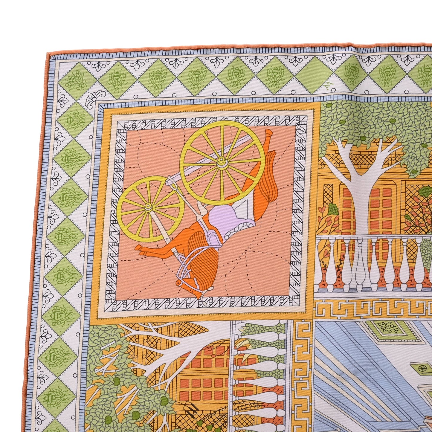 HERMES カレ90 オブジェ・ド・キュリオジテ シルク マルチカラー