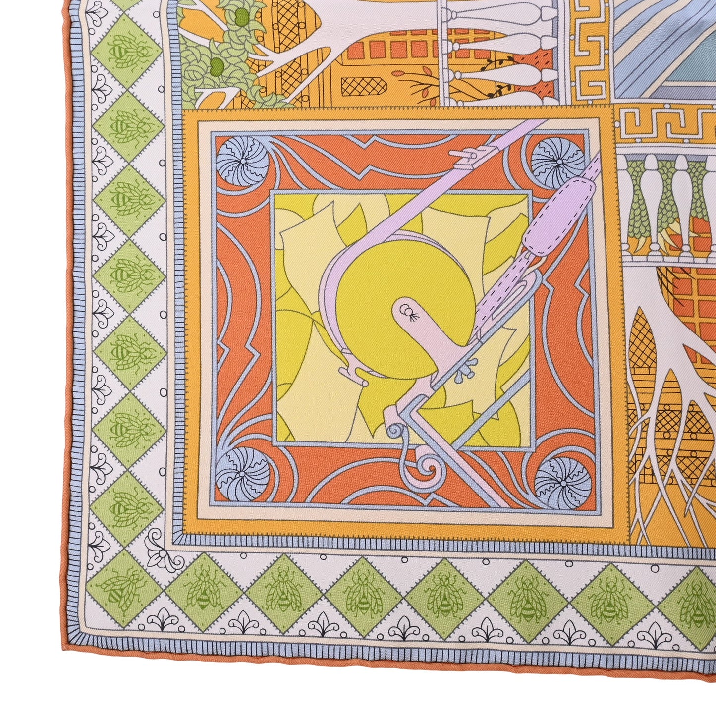 HERMES カレ90 オブジェ・ド・キュリオジテ シルク マルチカラー