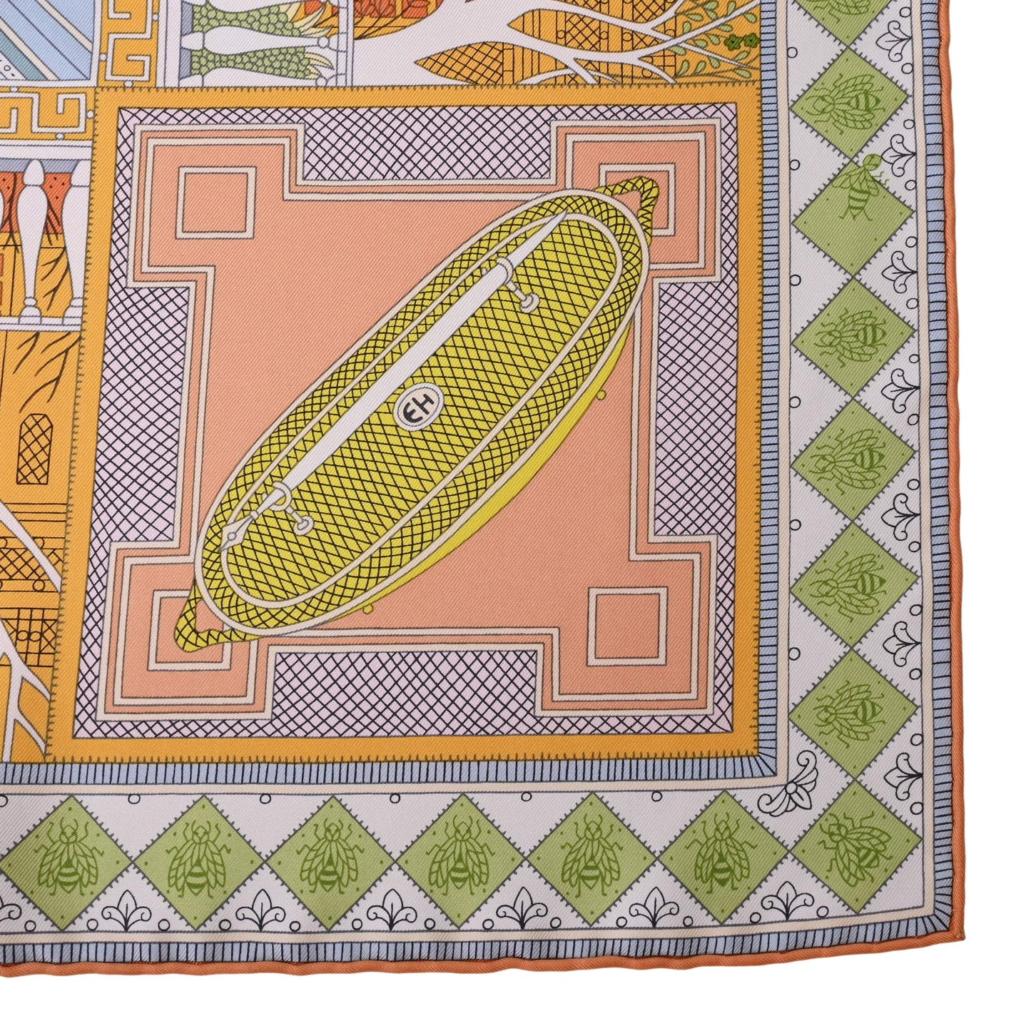 HERMES カレ90 オブジェ・ド・キュリオジテ シルク マルチカラー