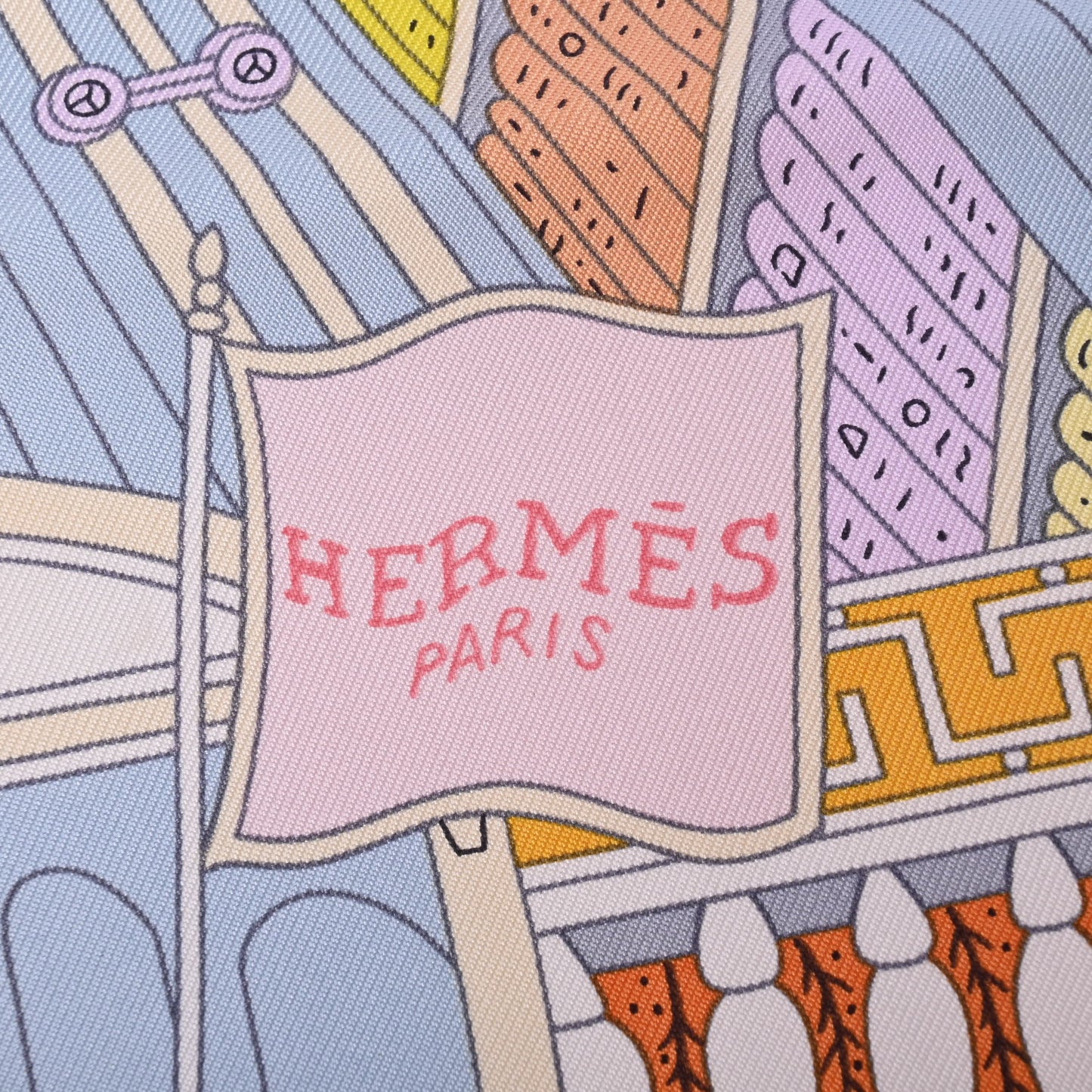 HERMES カレ90 オブジェ・ド・キュリオジテ シルク マルチカラー