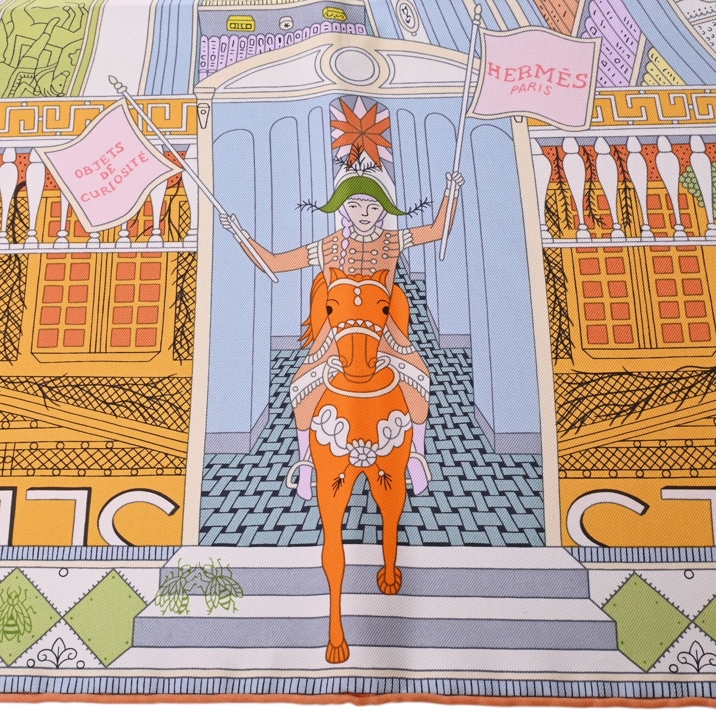 HERMES カレ90 オブジェ・ド・キュリオジテ シルク マルチカラー
