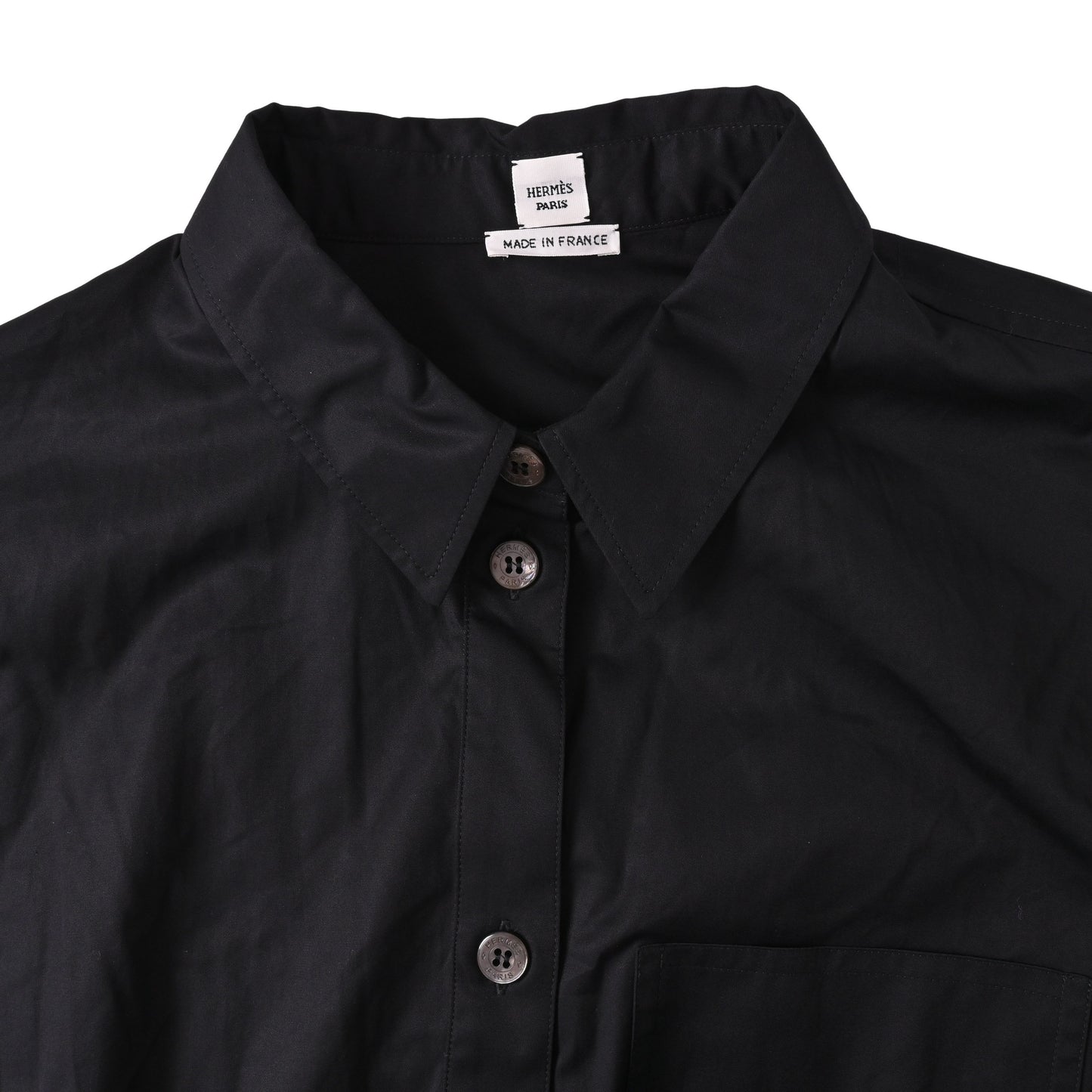 HERMES シャツワンピース コットン 黒 42