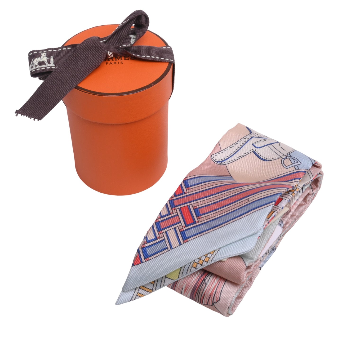HERMES ツイリー 馬勒とチャーム シルク マルチカラー