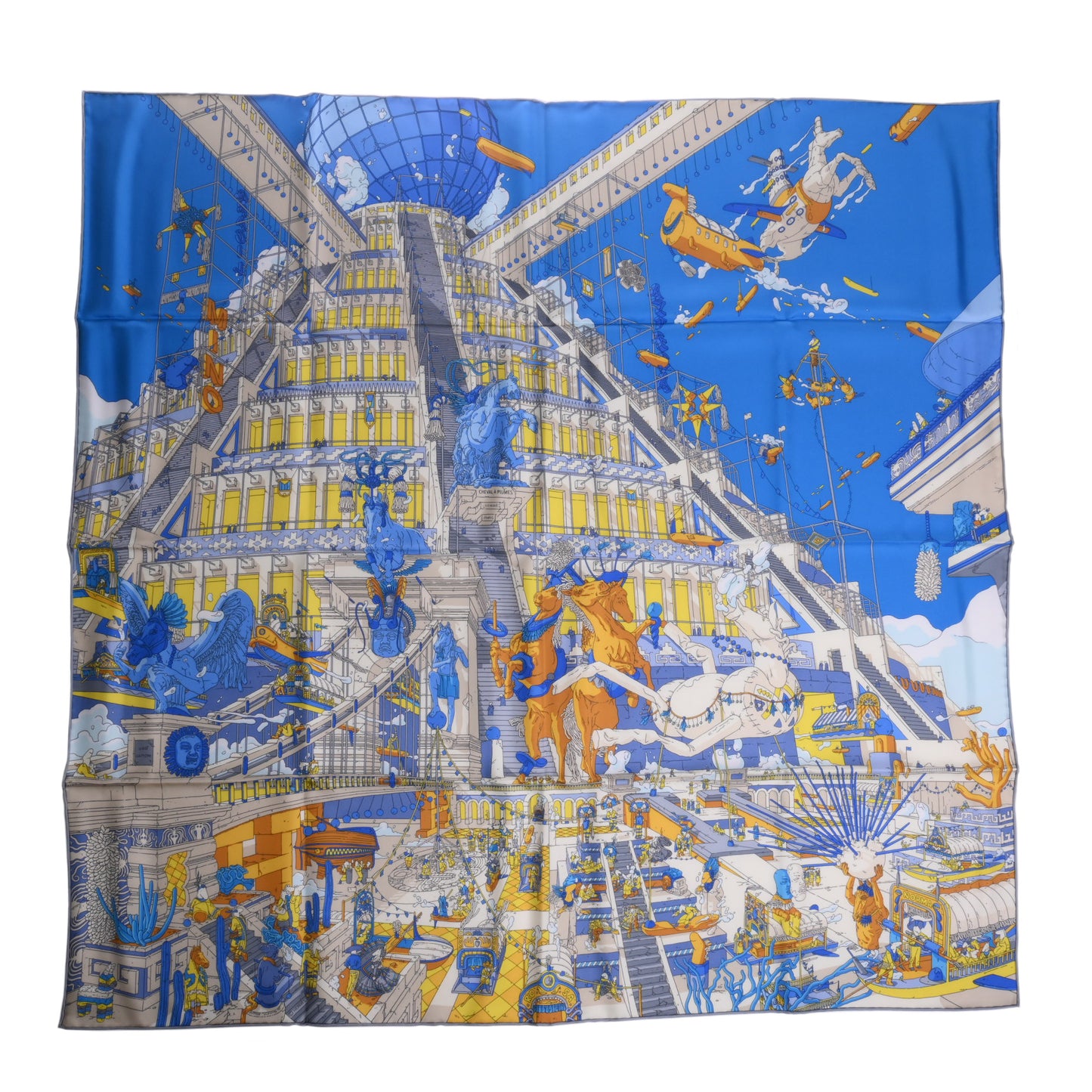 HERMES カレ90 翼ある馬の伝説 シルク マルチカラー