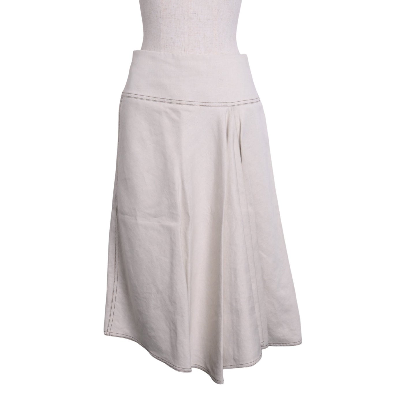 Pleated skirt, cotton, white, 36
