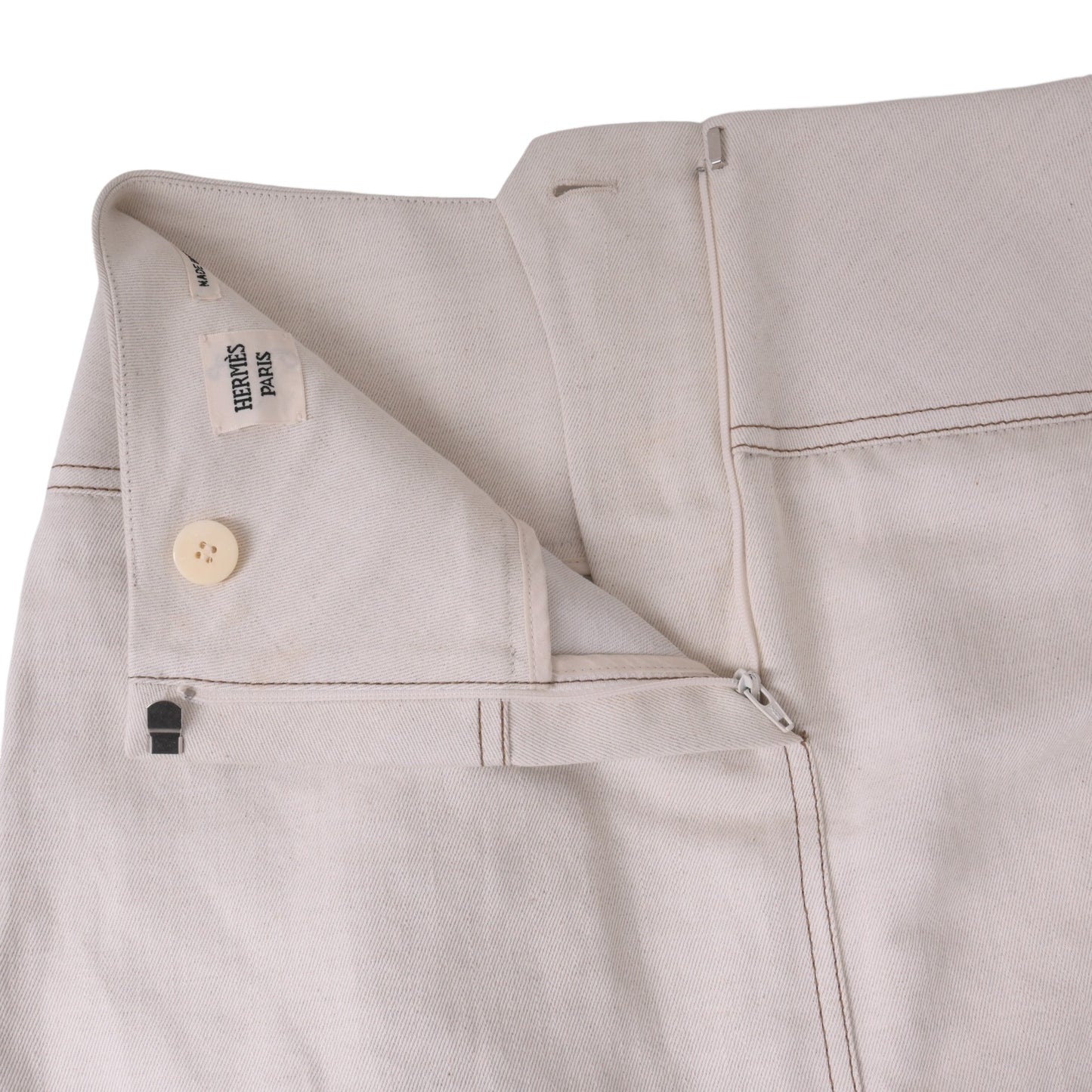 HERMES フリーススカート コットン 白 36