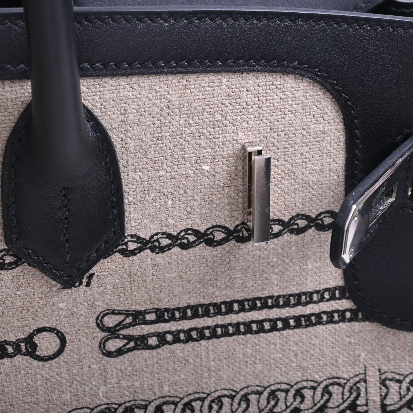 HERMES バーキン35 デシュネ トワルドゥキャンプ ヴォースイフト 黒 SS A刻印