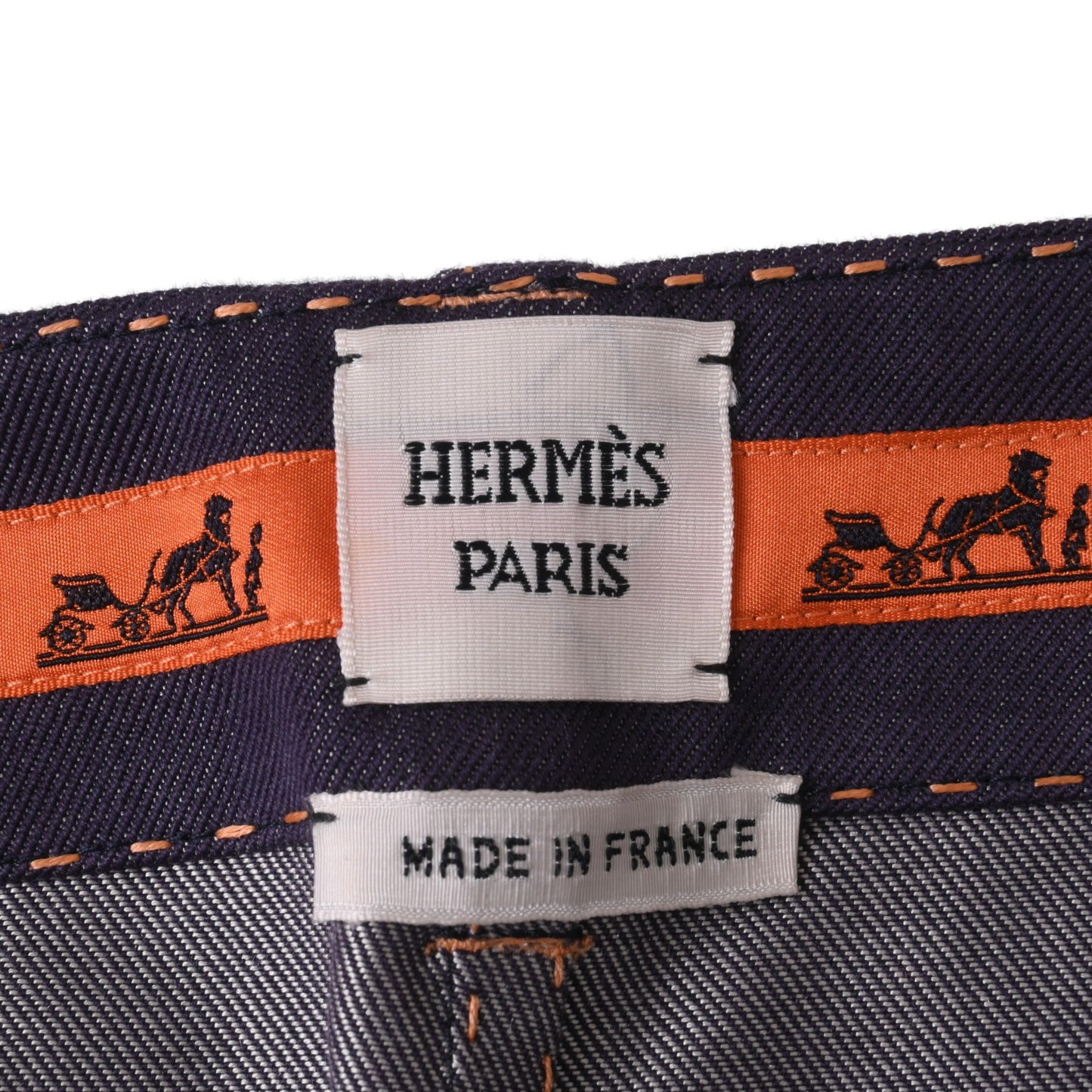 HERMES デニムスカート コットン パープル 38