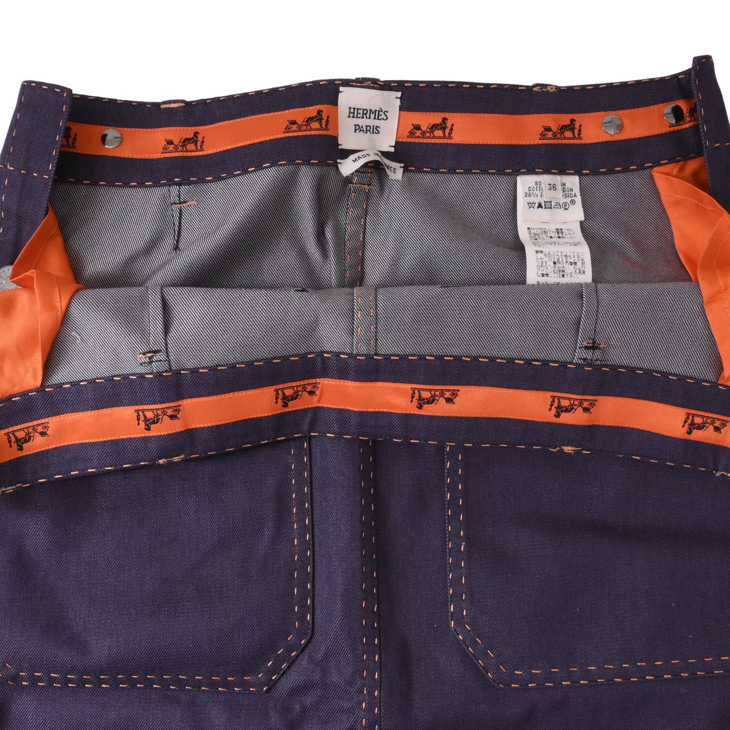 HERMES デニムスカート コットン パープル 38