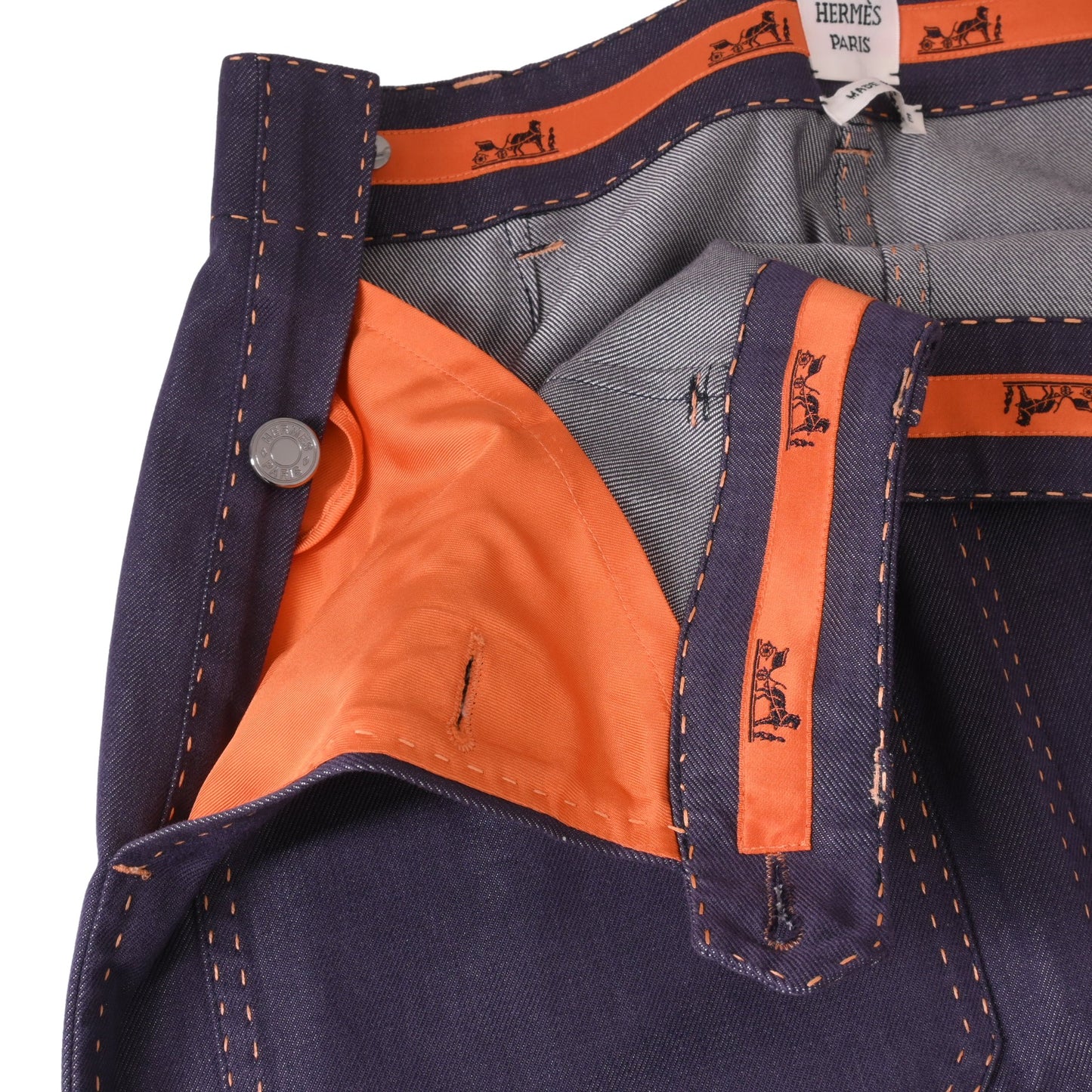 HERMES デニムスカート コットン パープル 38