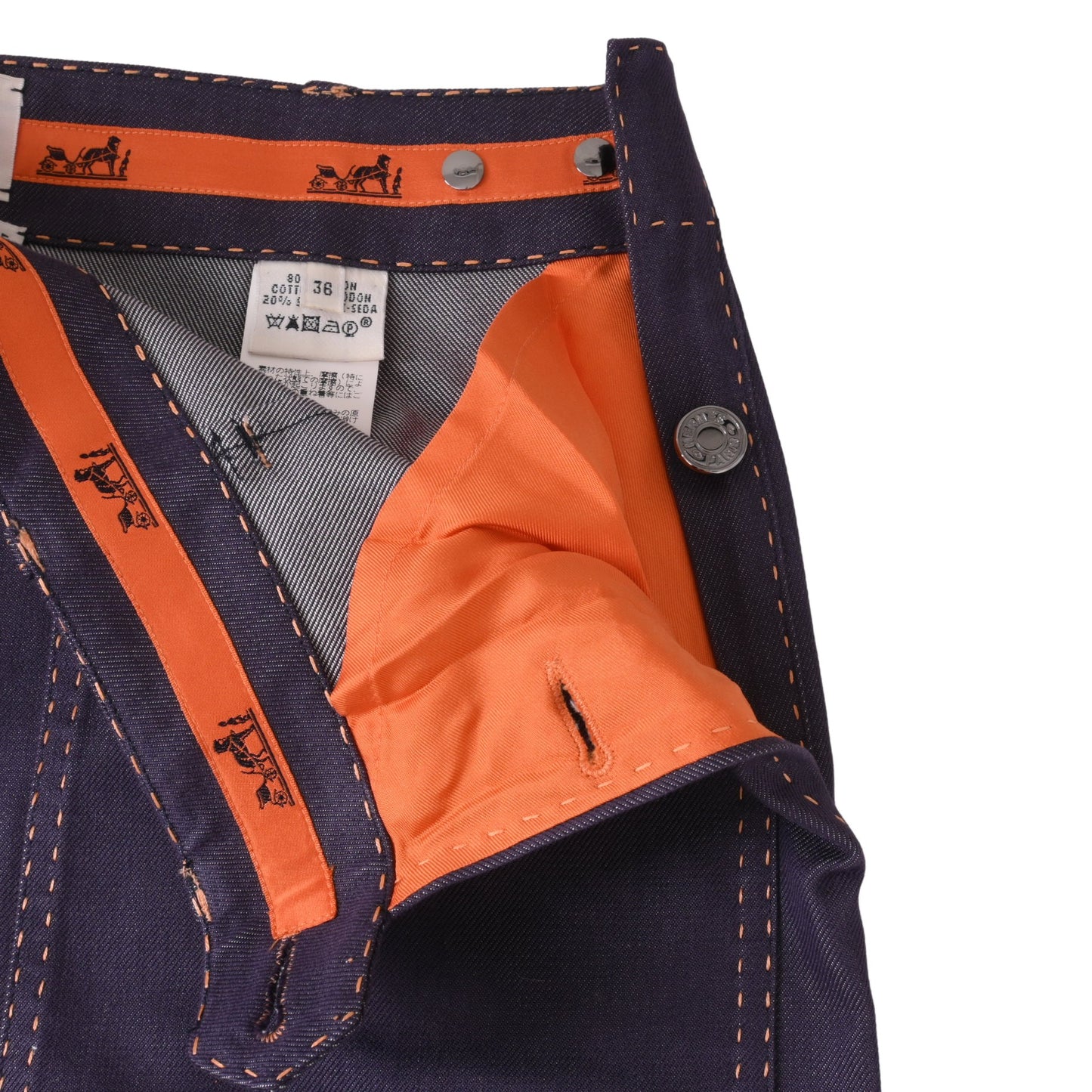 HERMES デニムスカート コットン パープル 38