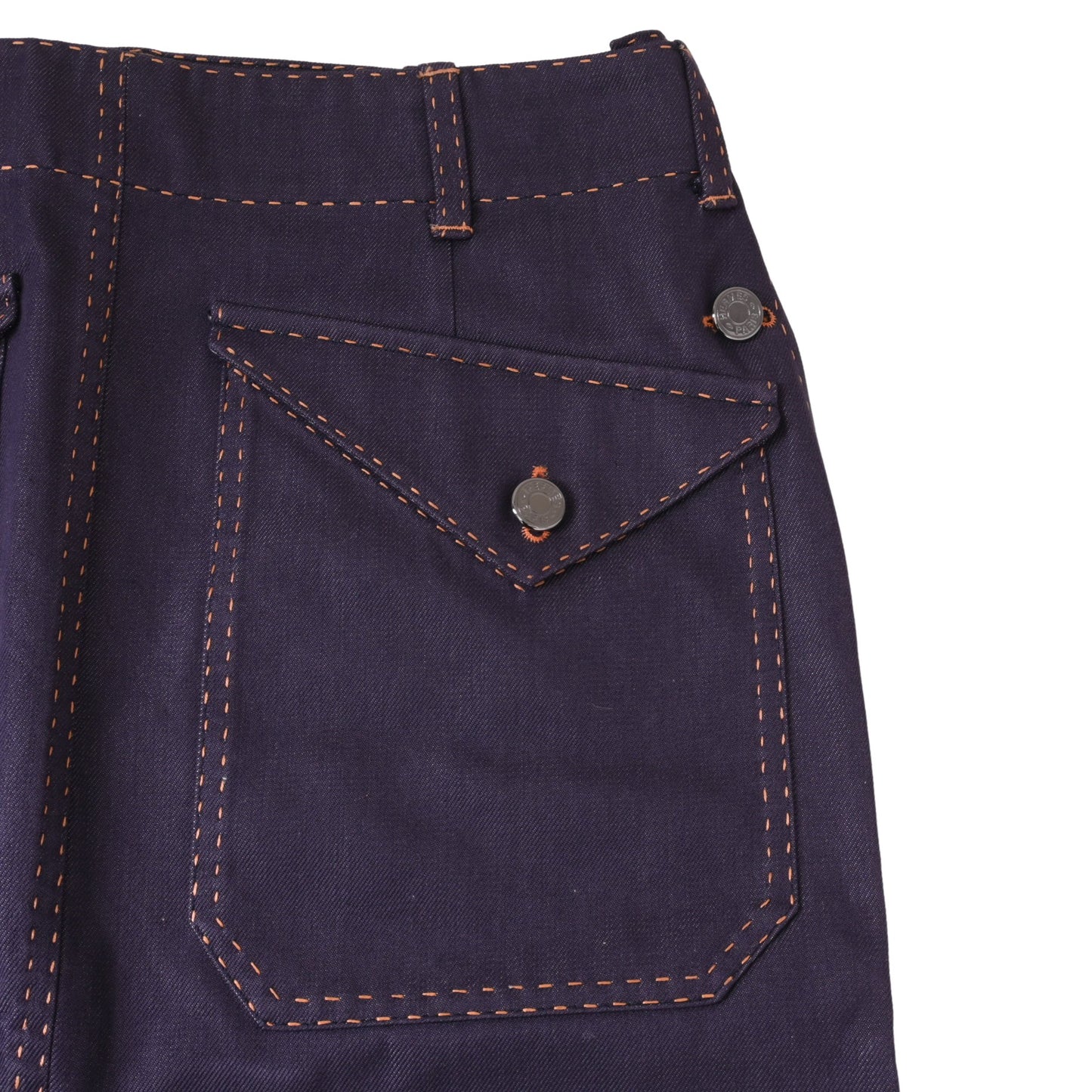 HERMES デニムスカート コットン パープル 38