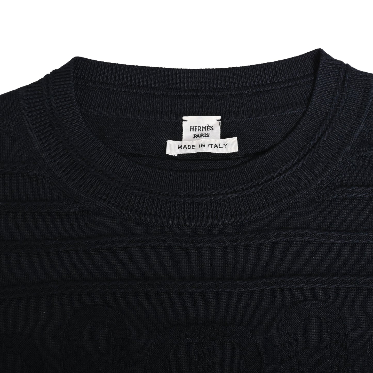HERMES ニットカットソー シェーヌダンクル シルク 黒 36