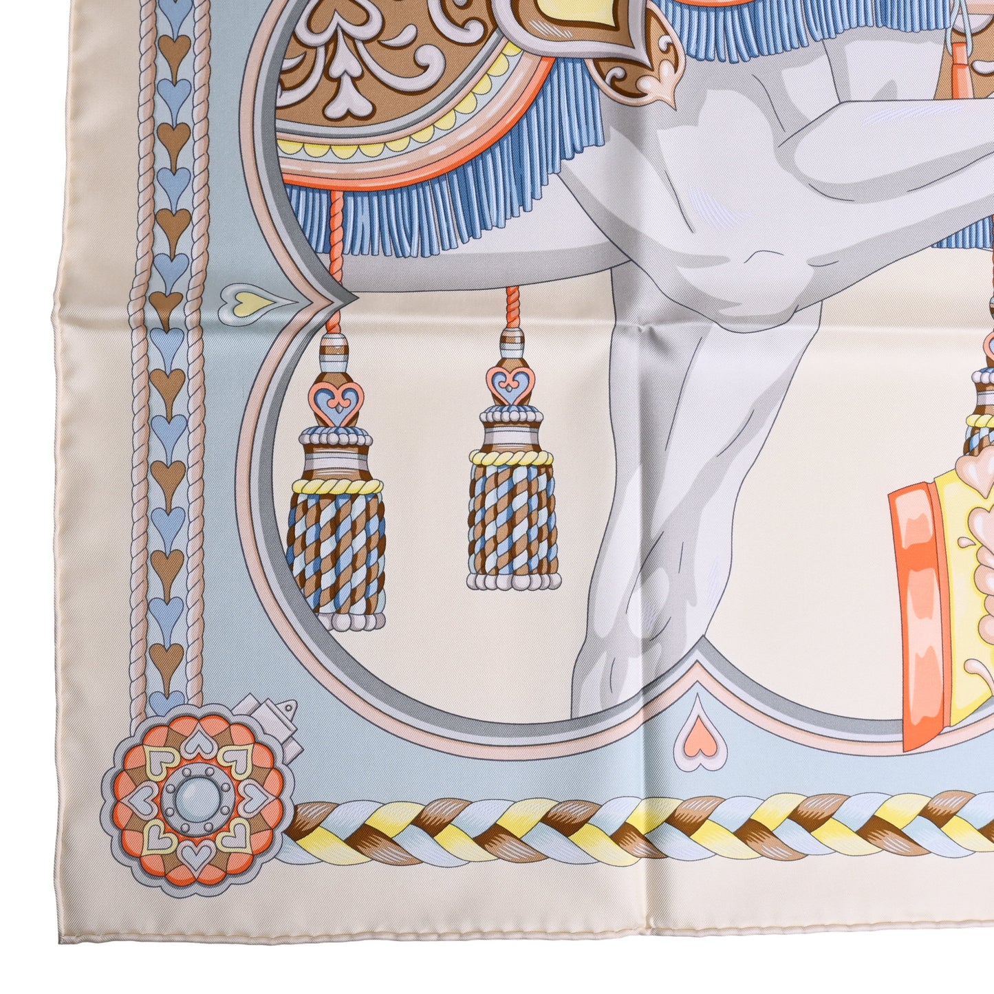 HERMES カレ90 アルネ・ドゥ・クール シルク ベージュ