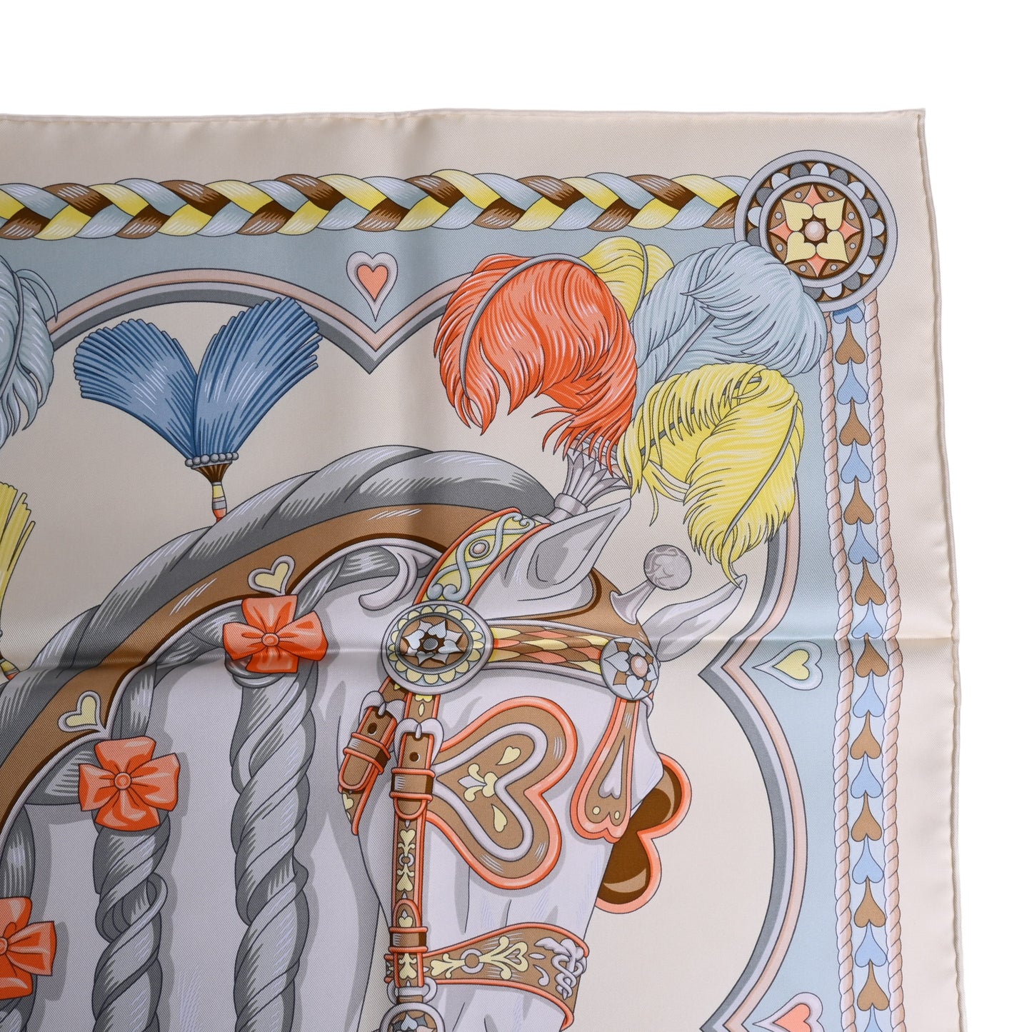 HERMES カレ90 アルネ・ドゥ・クール シルク ベージュ