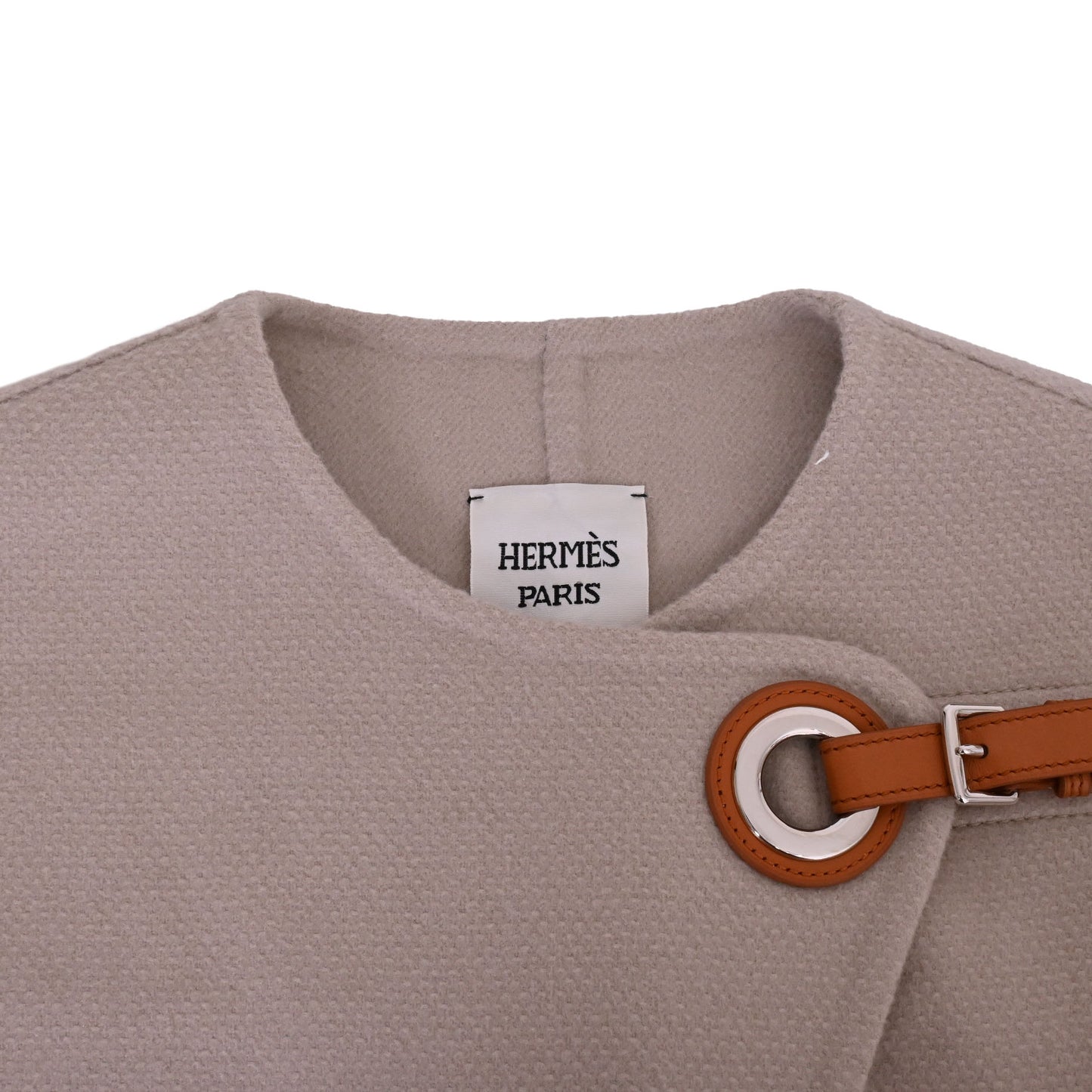 HERMES ノーカラーコート カシミヤ ベージュ 34