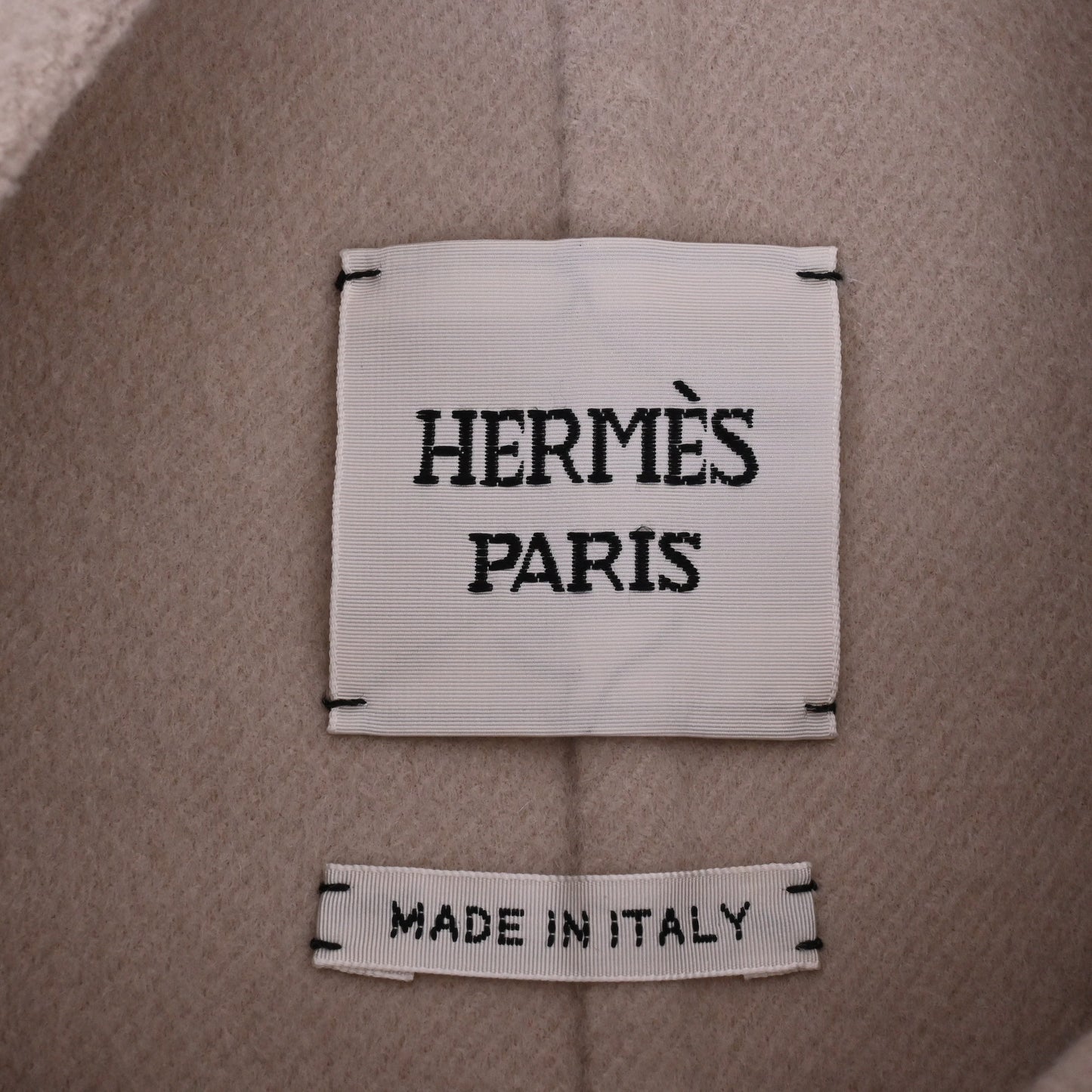 HERMES ノーカラーコート カシミヤ ベージュ 34