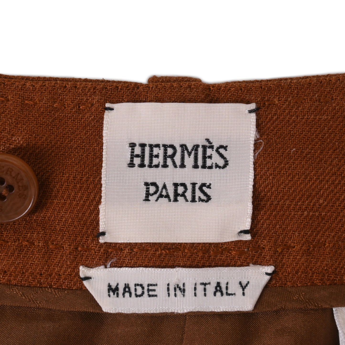HERMES スカート リネン ブラウン 34