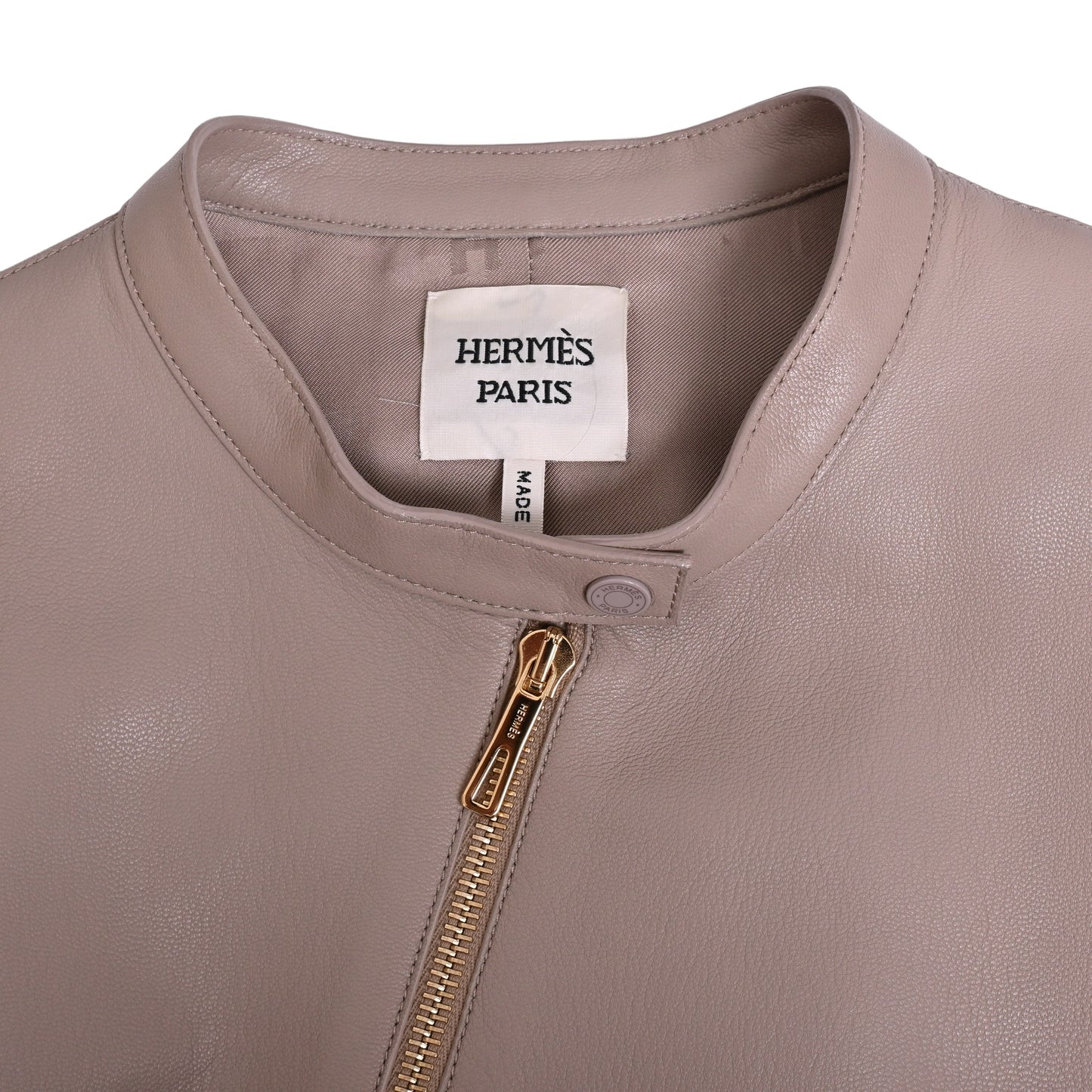 HERMES ライダースジャケット ラム ベージュ 38