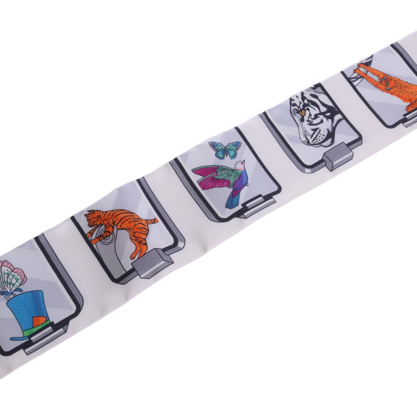 HERMES ツイリー ストーリー シルク 白