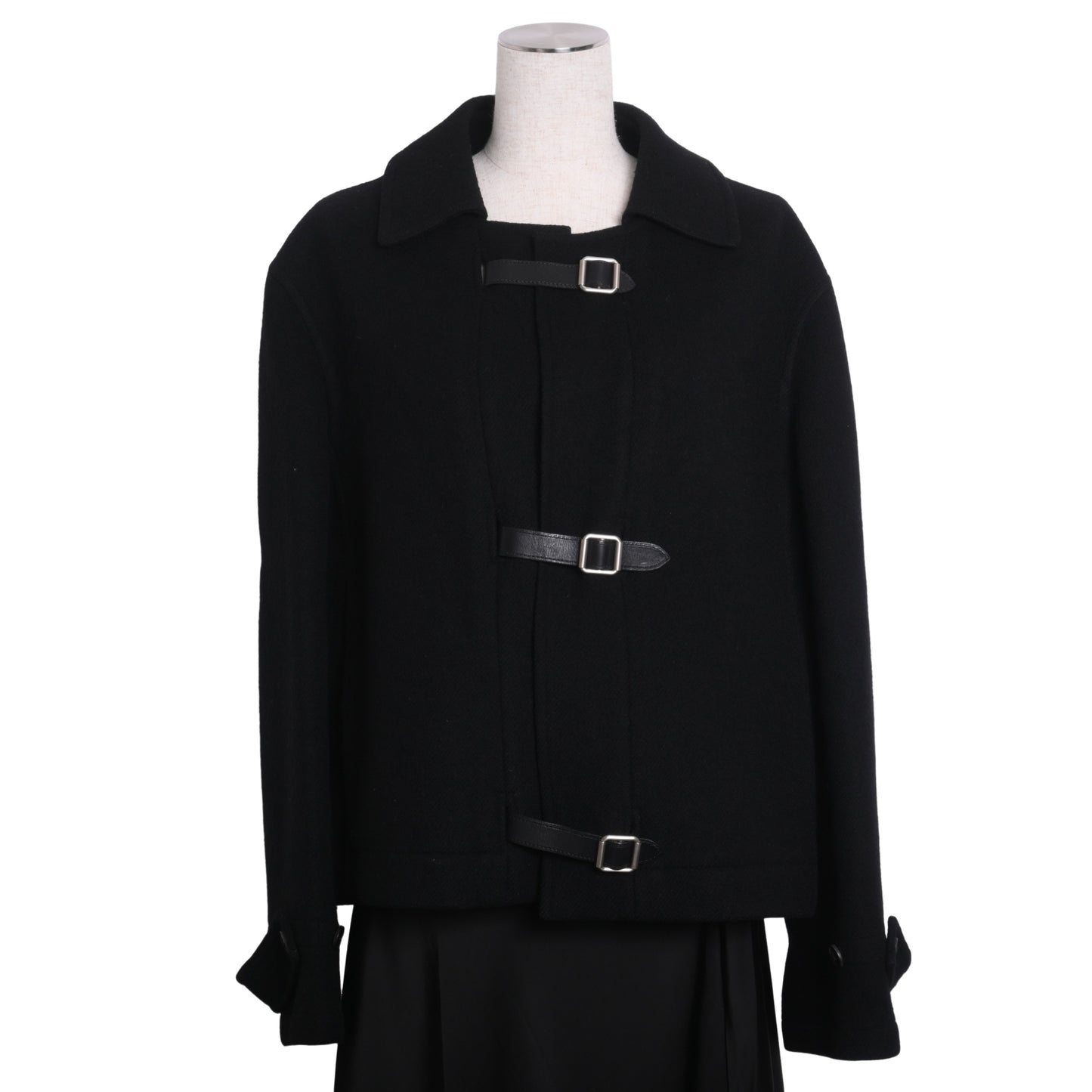 HERMES アピベルト ハーフコート ウール カシミア混 黒 38