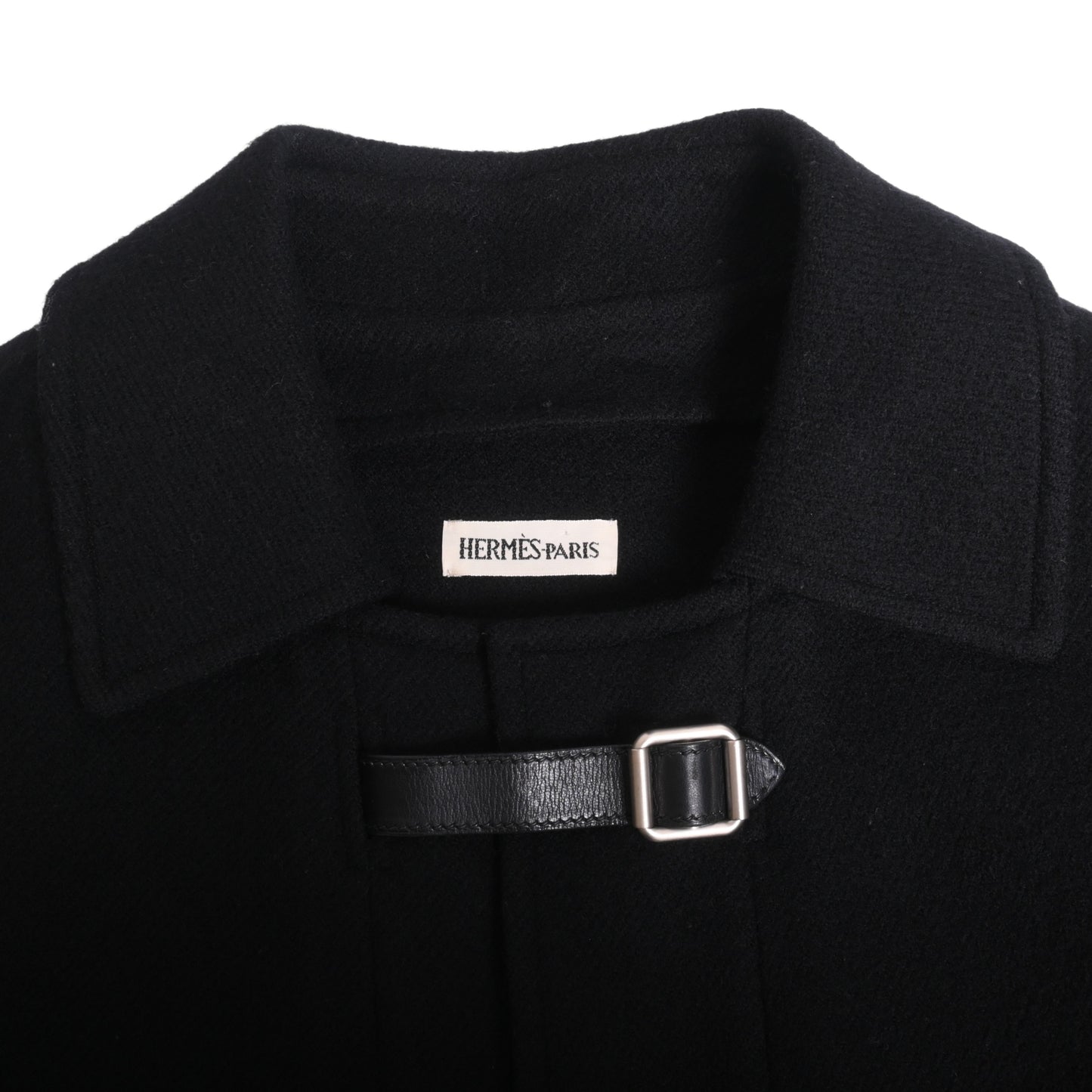 HERMES アピベルト ハーフコート ウール カシミア混 黒 38