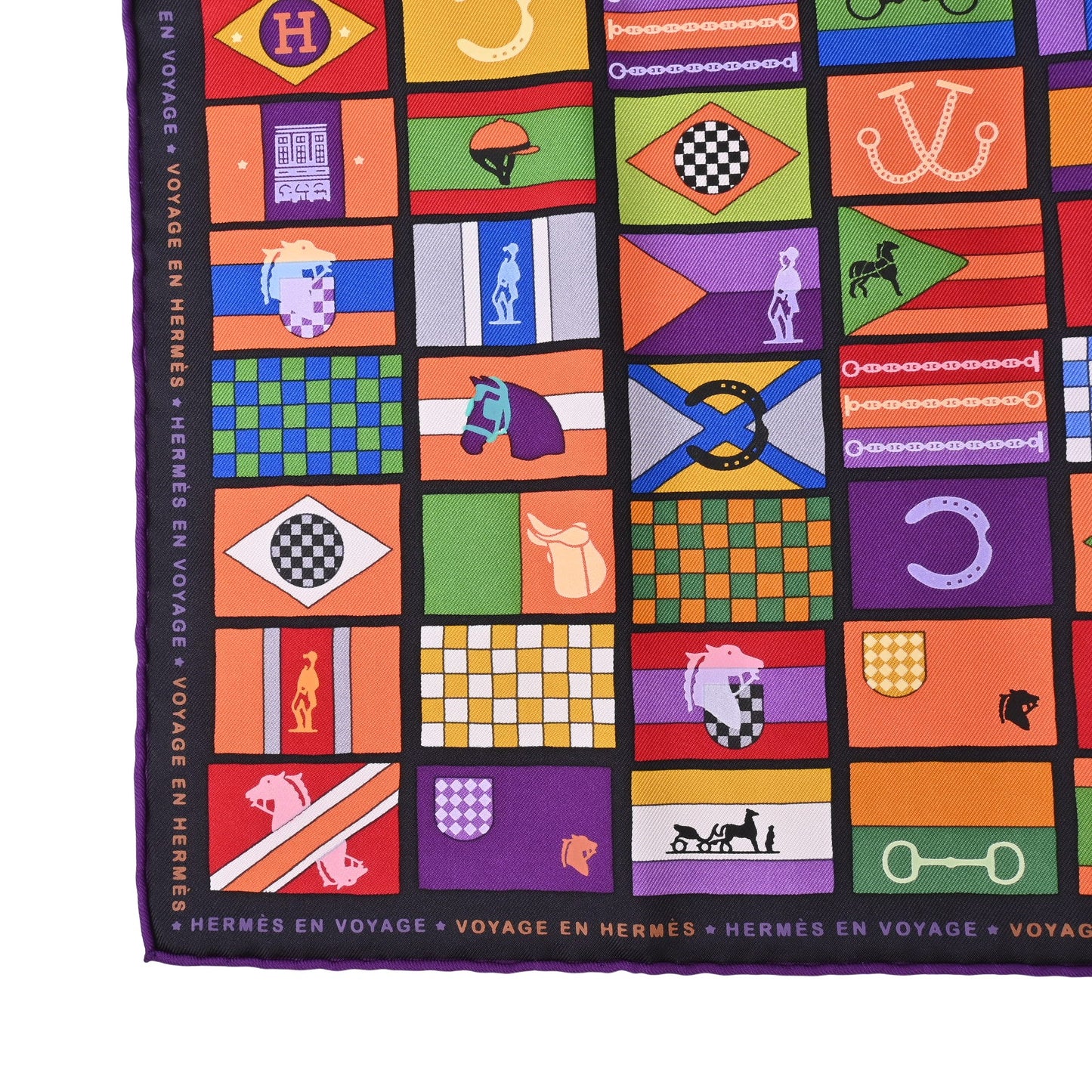 HERMES カレ90 HERMES EN VOYAGE シルク 国旗柄 マルチカラー