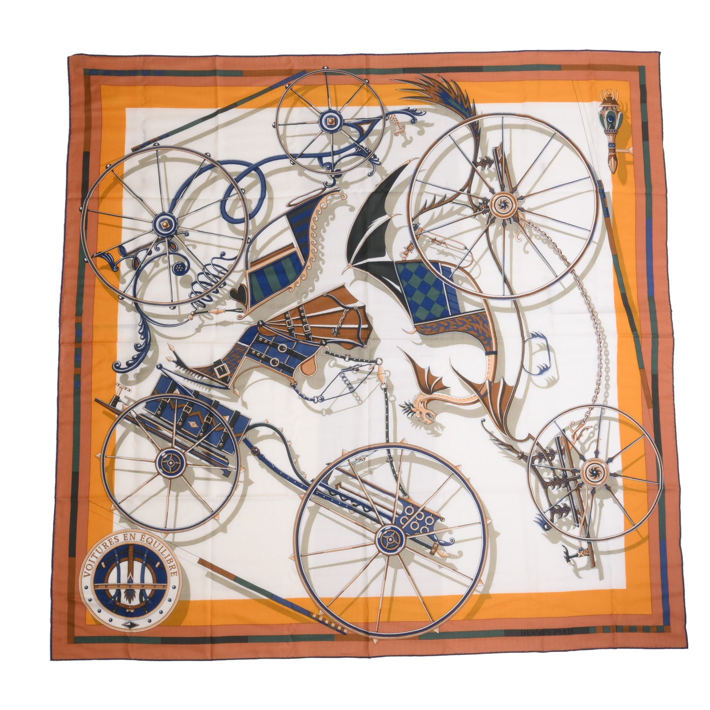 HERMES カレジェアン 精巧な馬車 カシミヤ マルチカラー
