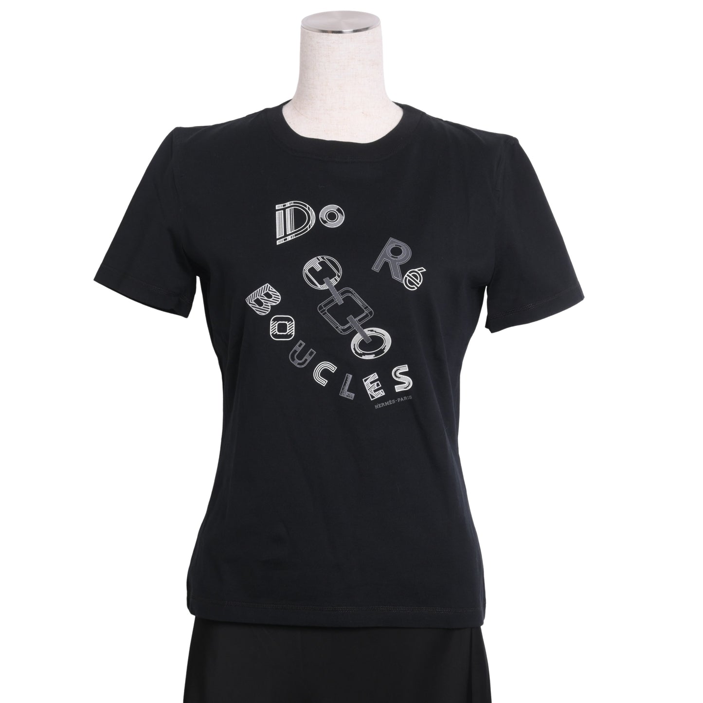 HERMES Tシャツ Do Re Boucles コットン 黒 38