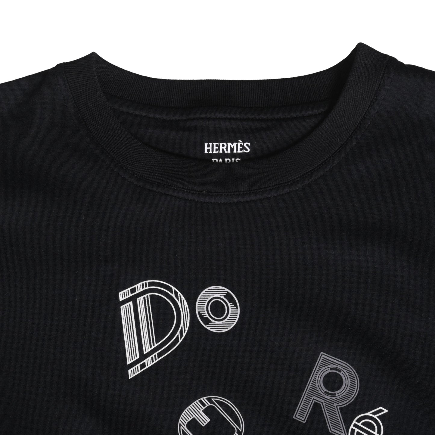 HERMES Tシャツ Do Re Boucles コットン 黒 38