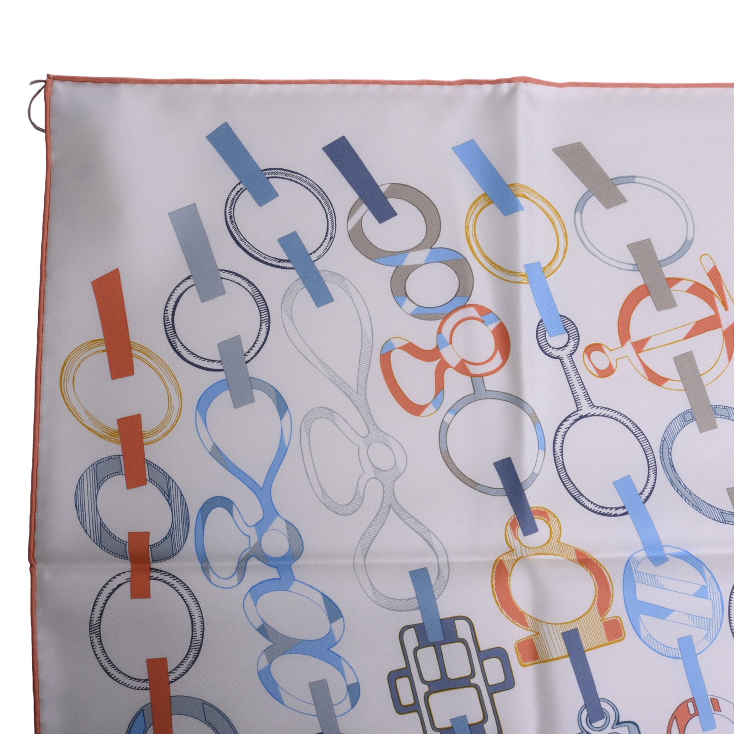 HERMES カレ90 ドレ・ブックル シルク 白