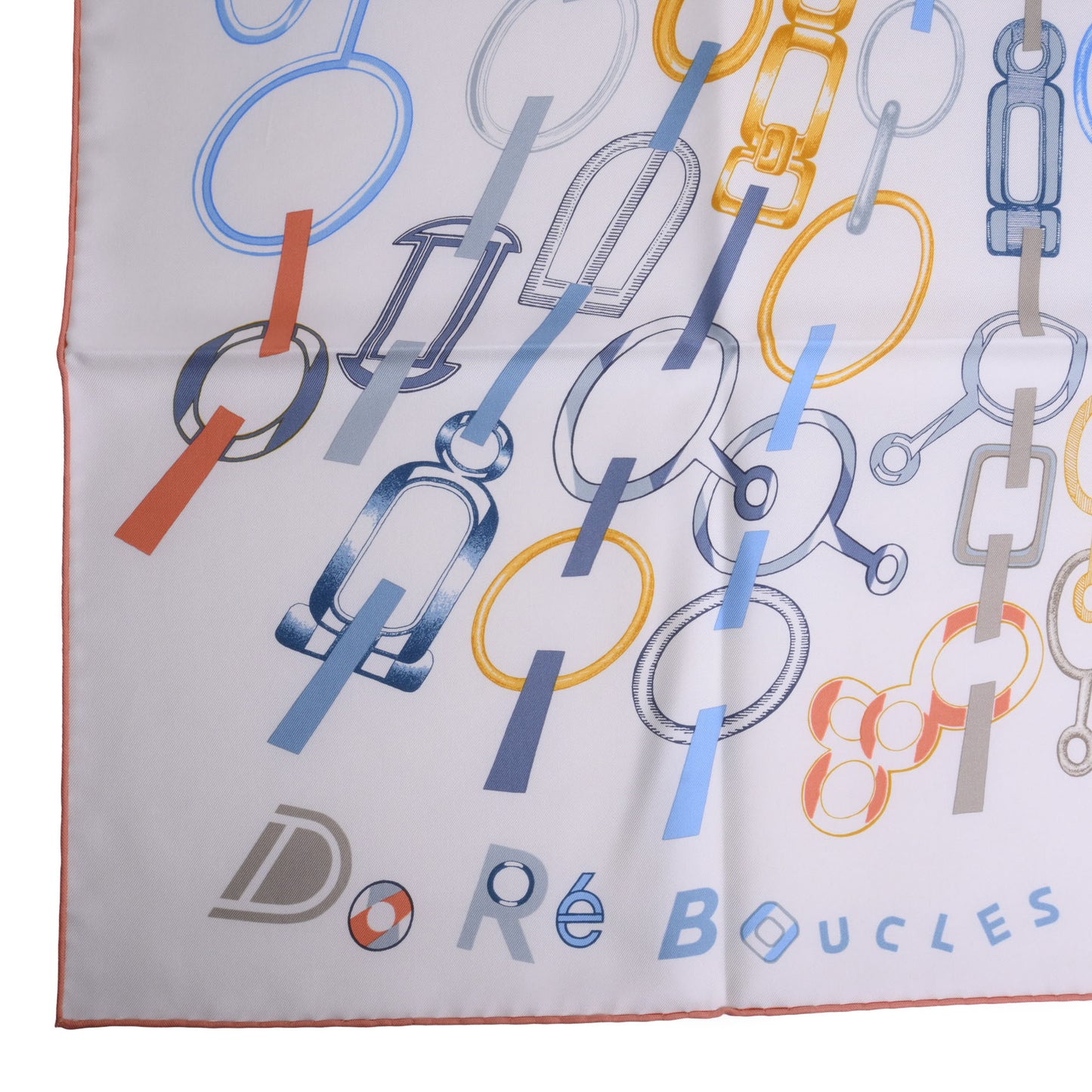 HERMES カレ90 ドレ・ブックル シルク 白