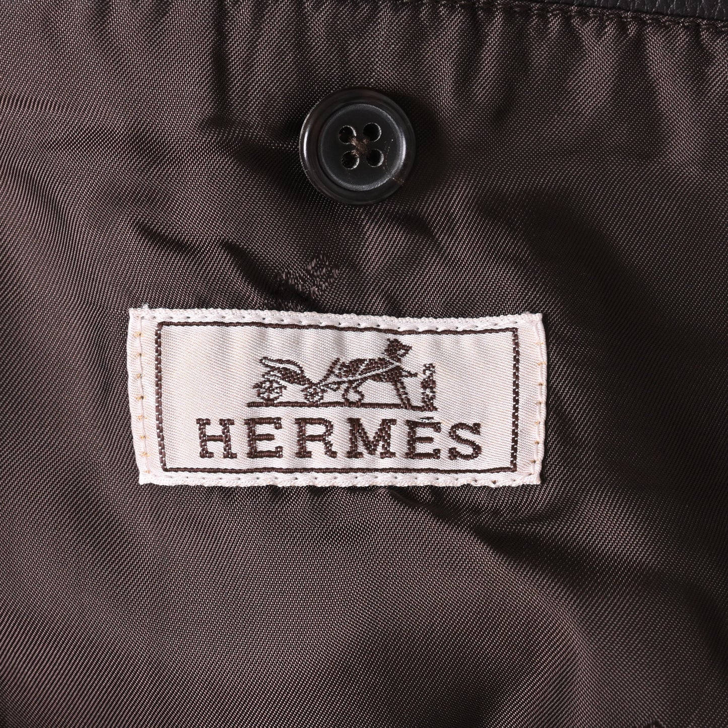 HERMES ダッフルコート レザー ブラウン 46
