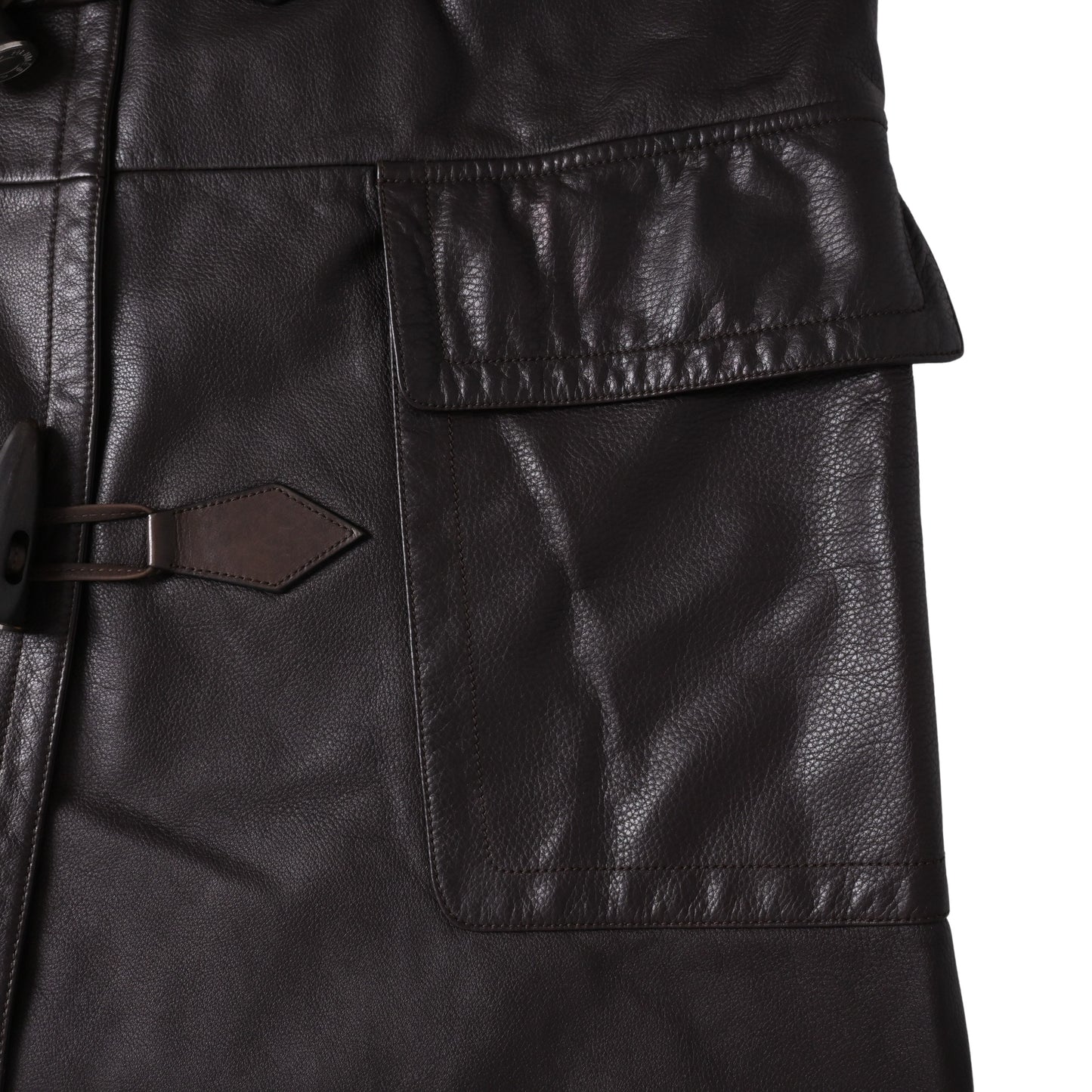 HERMES ダッフルコート レザー ブラウン 46