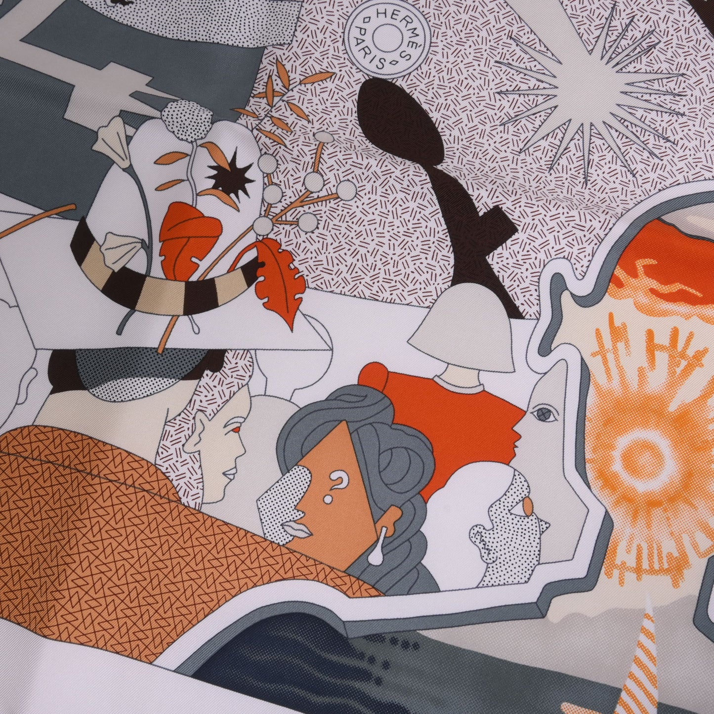 HERMES カレ90 サ・デコワフ シルク オレンジ