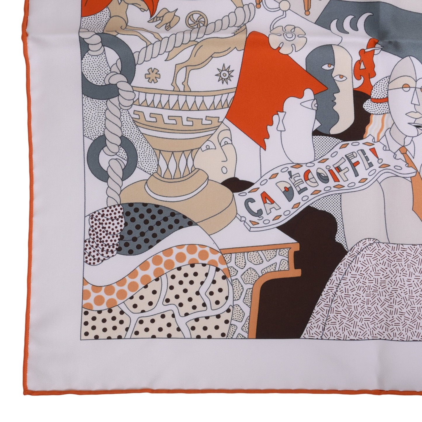 HERMES カレ90 サ・デコワフ シルク オレンジ
