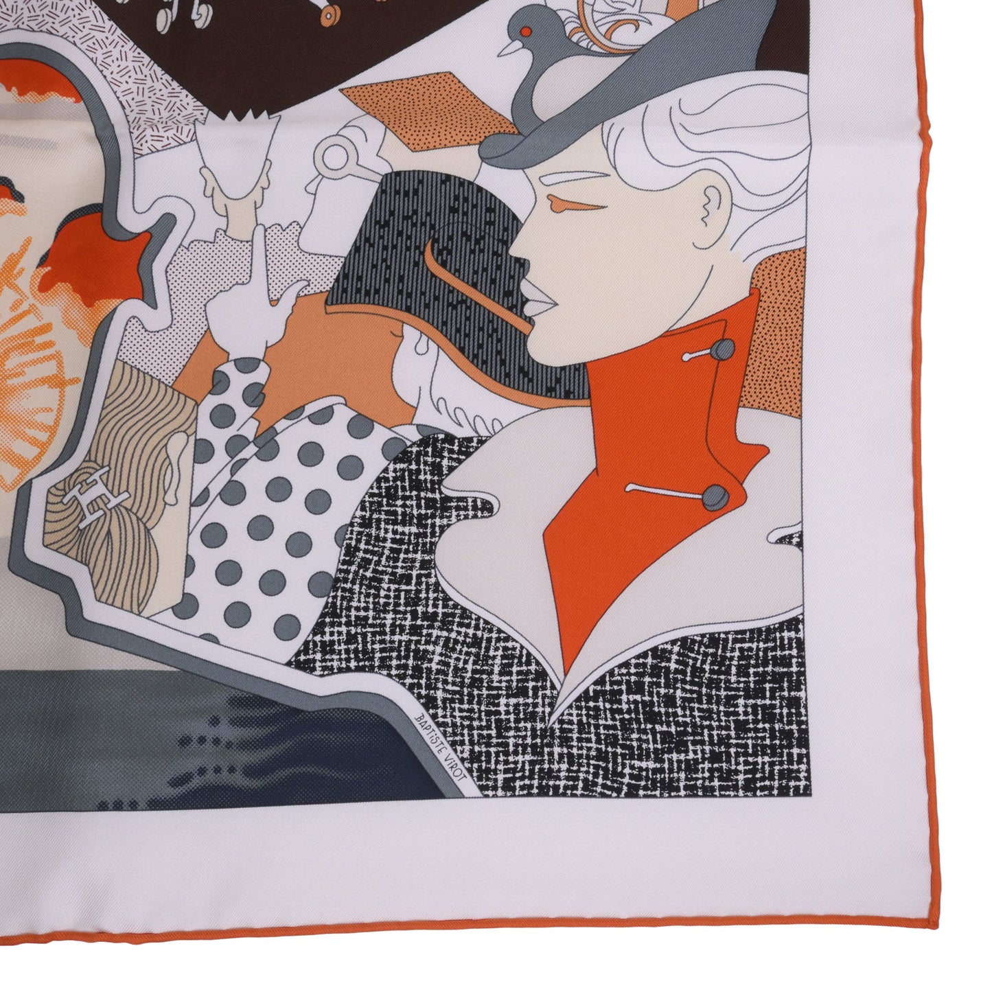 HERMES カレ90 サ・デコワフ シルク オレンジ