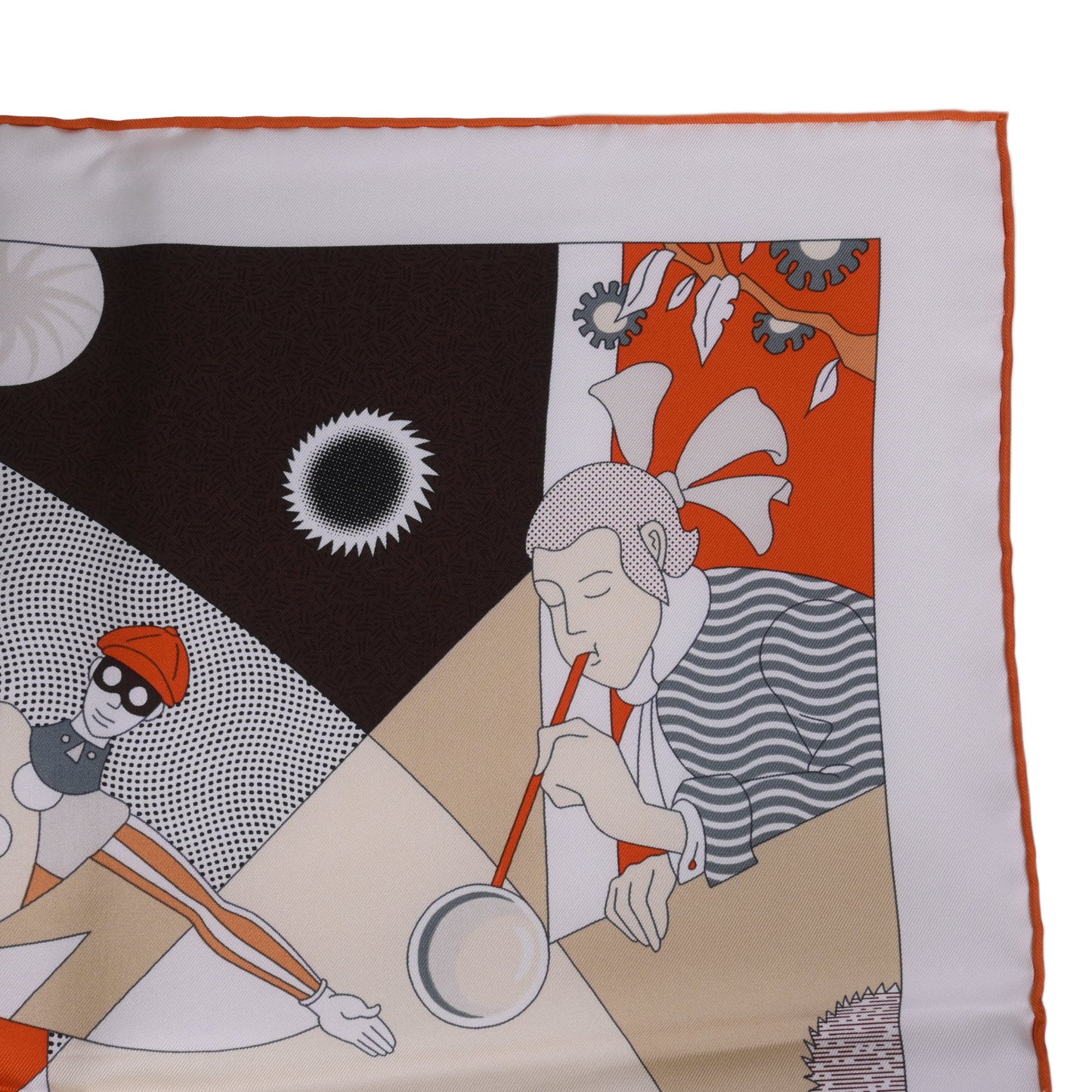 HERMES カレ90 サ・デコワフ シルク オレンジ