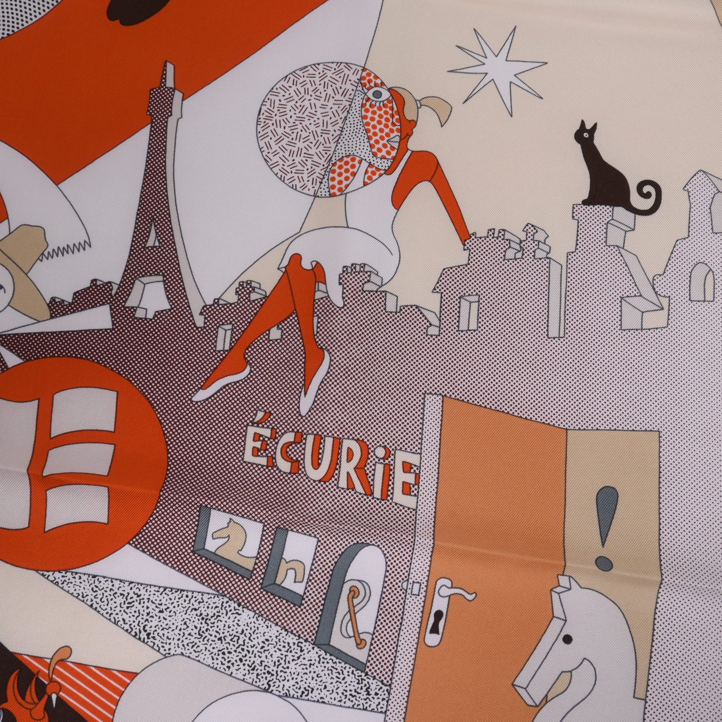 HERMES カレ90 サ・デコワフ シルク オレンジ
