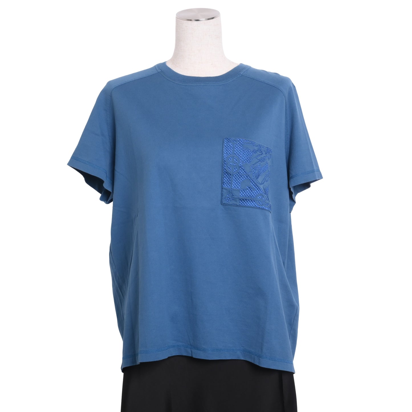 HERMES Tシャツ 刺繍 コットン ネイビー 38