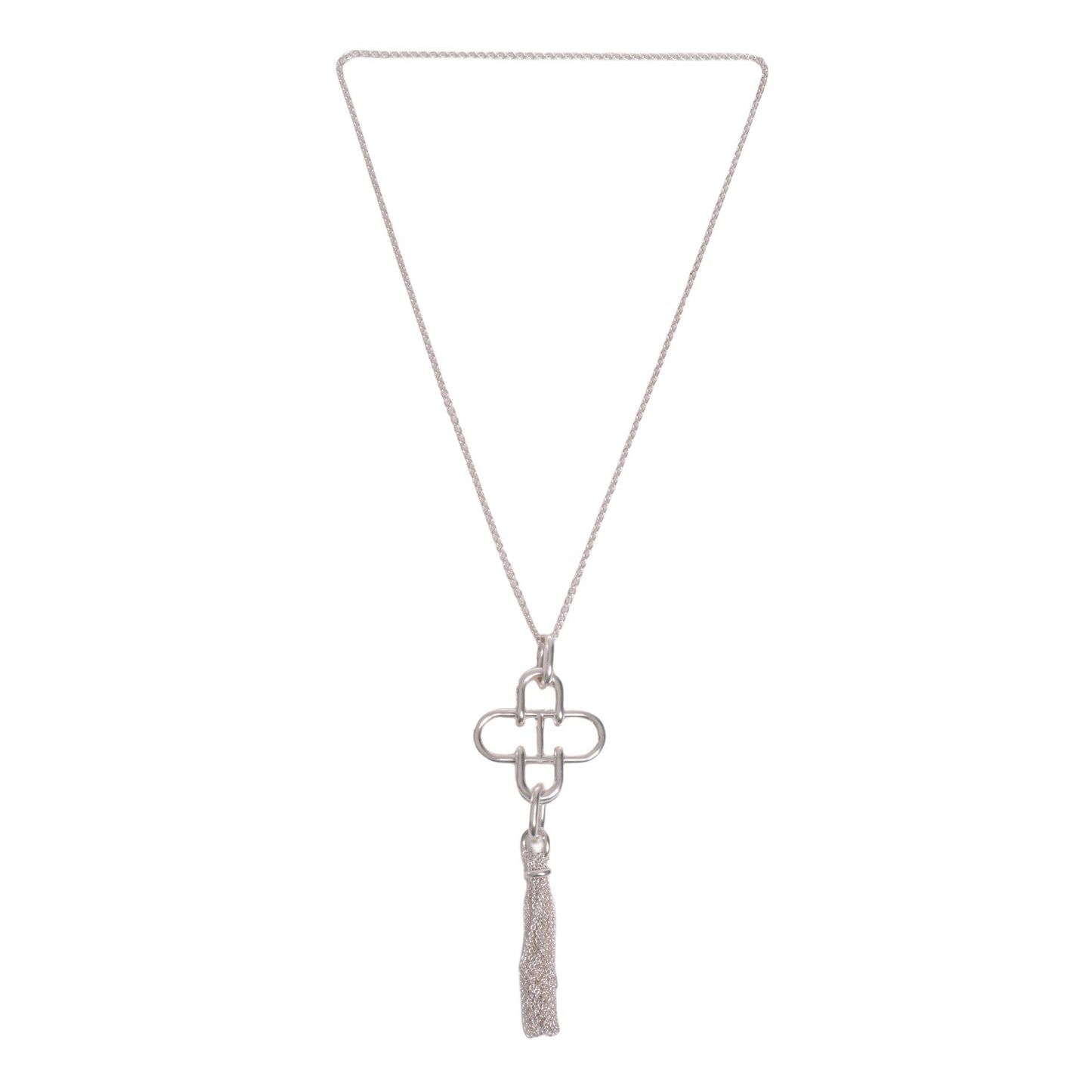 HERMES ローズドメールペンダント ネックレス SV