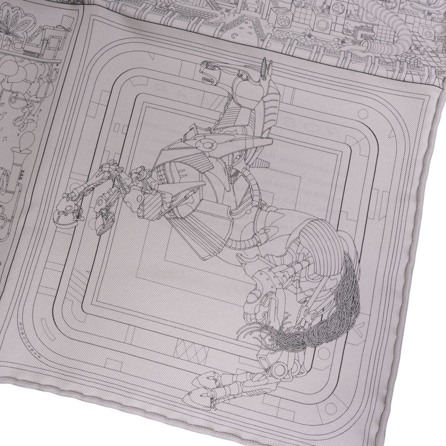HERMES カレ60 ロボカバール シルク グレー