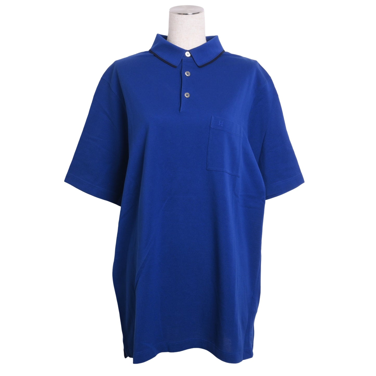 Polo shirt H logo cotton blue black XXL