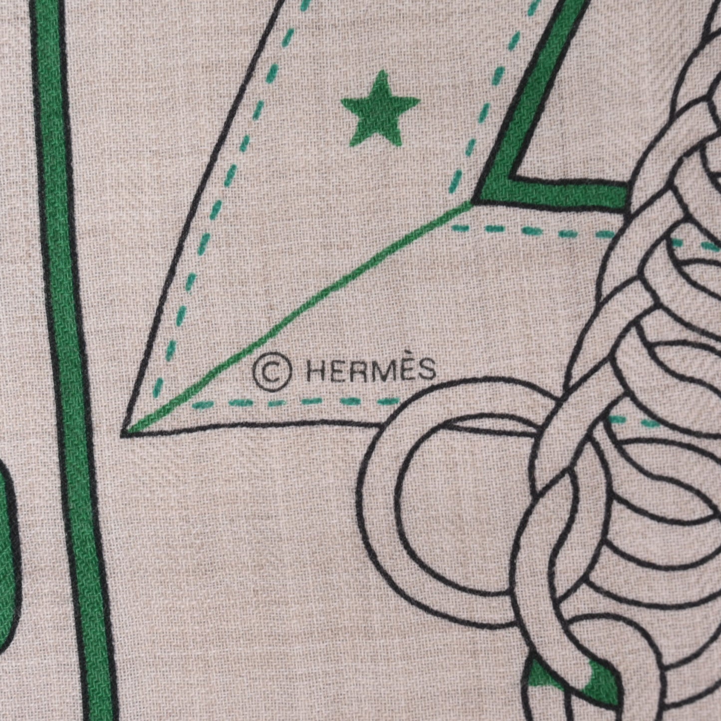 HERMES カレジェアン 朝の散歩 カシミヤ ベージュ グリーン