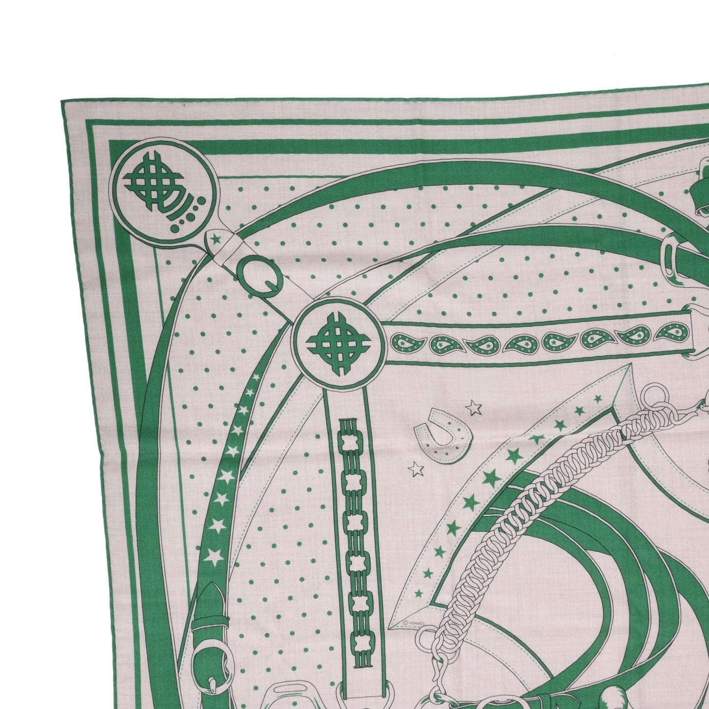 HERMES カレジェアン 朝の散歩 カシミヤ ベージュ グリーン