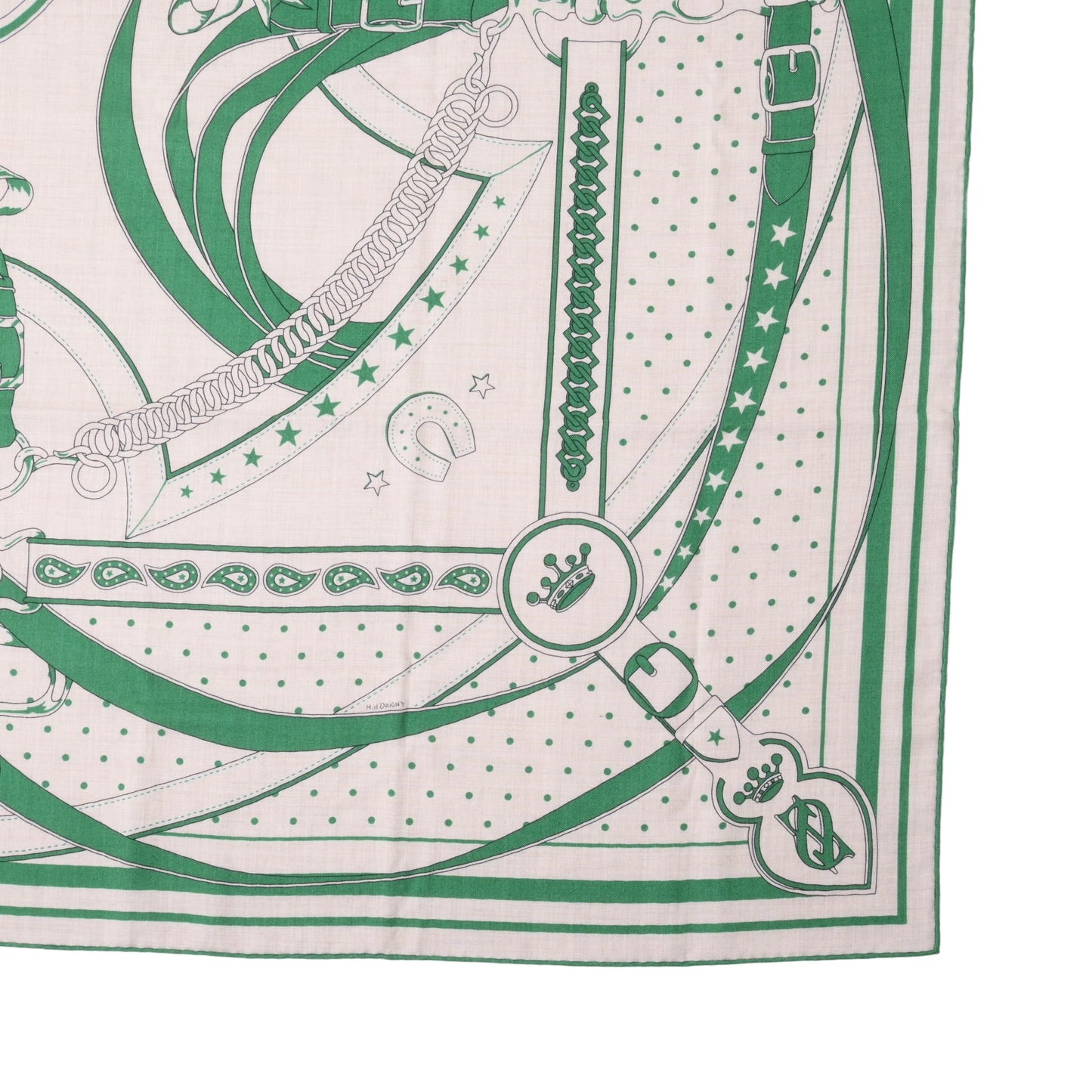 HERMES カレジェアン 朝の散歩 カシミヤ ベージュ グリーン