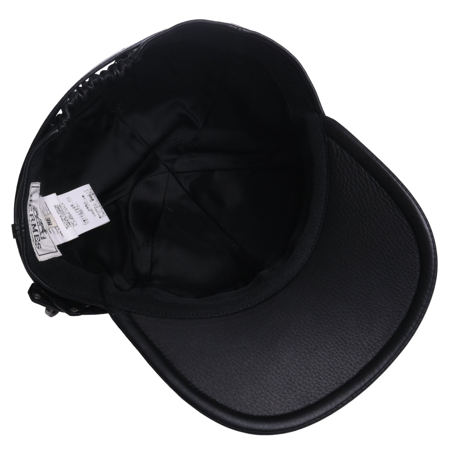 HERMES キャップ レザー 黒 ケリー金具 SS ME
