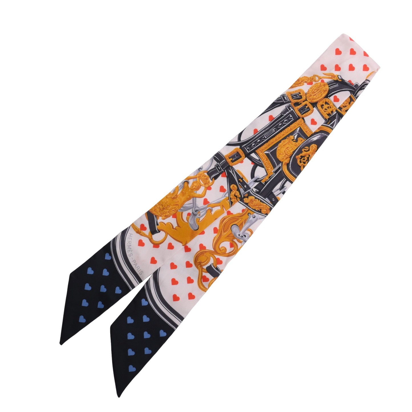 HERMES ツイリー 式典用馬勒 シルク 黒